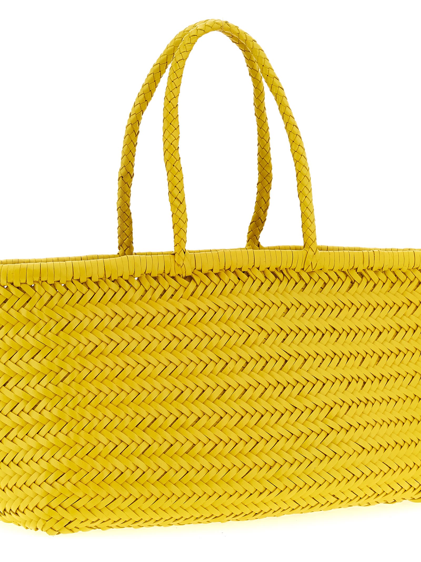 Dragon Diffusion Triple Jump Chevron-weave Shoulder Bag In Yellow