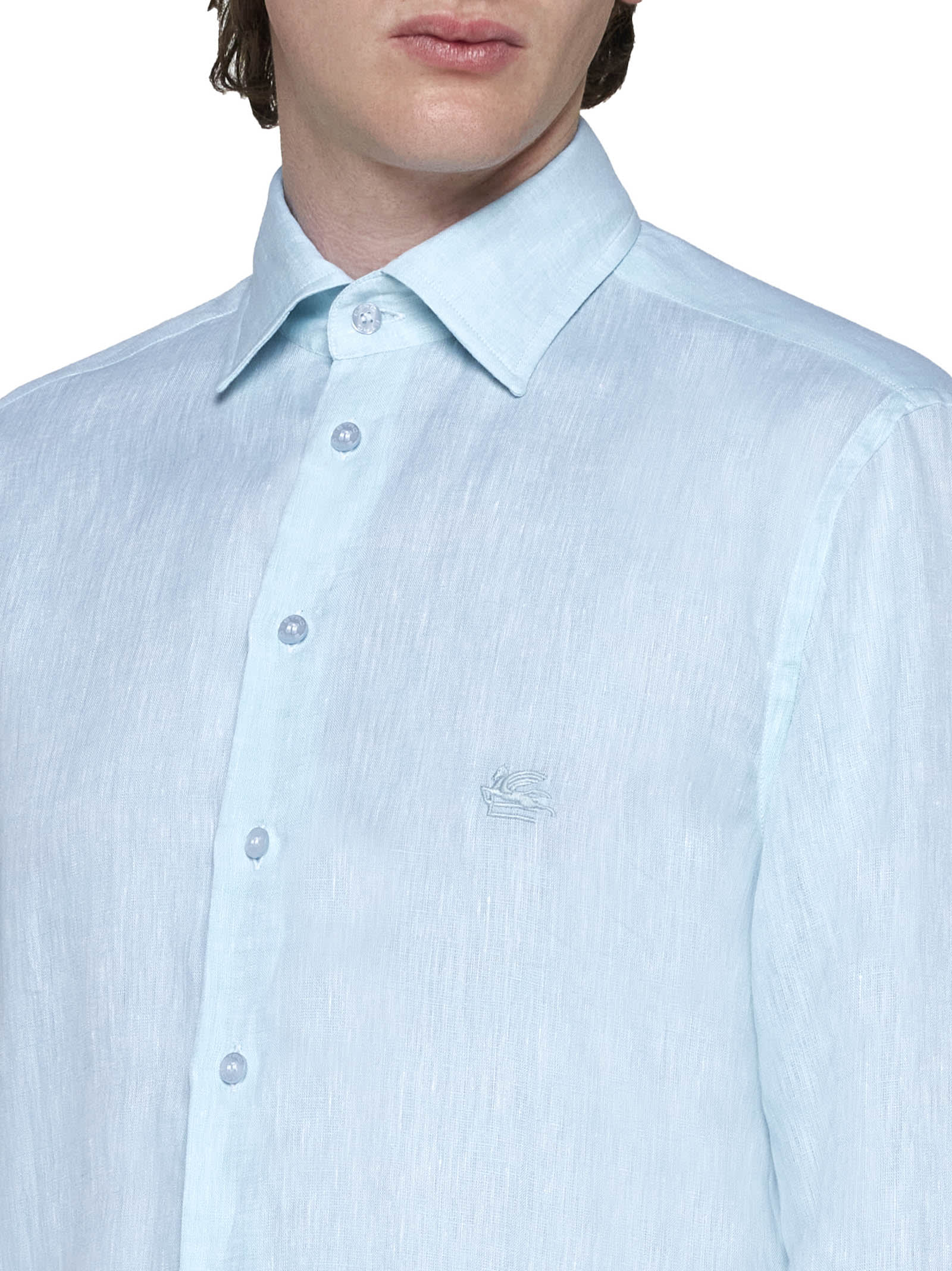 Shop Etro Shirt In Azzurro Acqua Medio