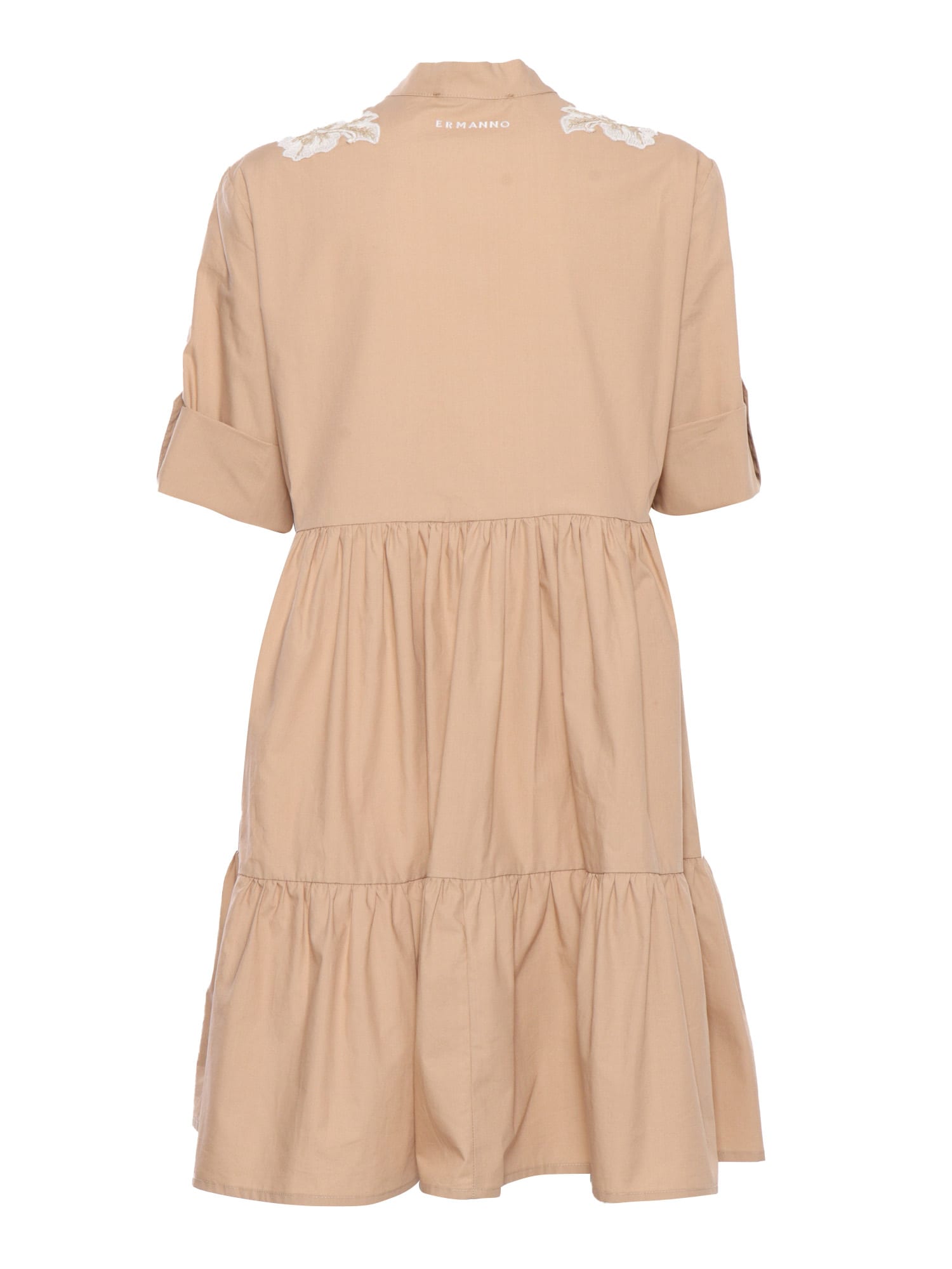 Shop Ermanno Ermanno Scervino Dress With Lace In Brown