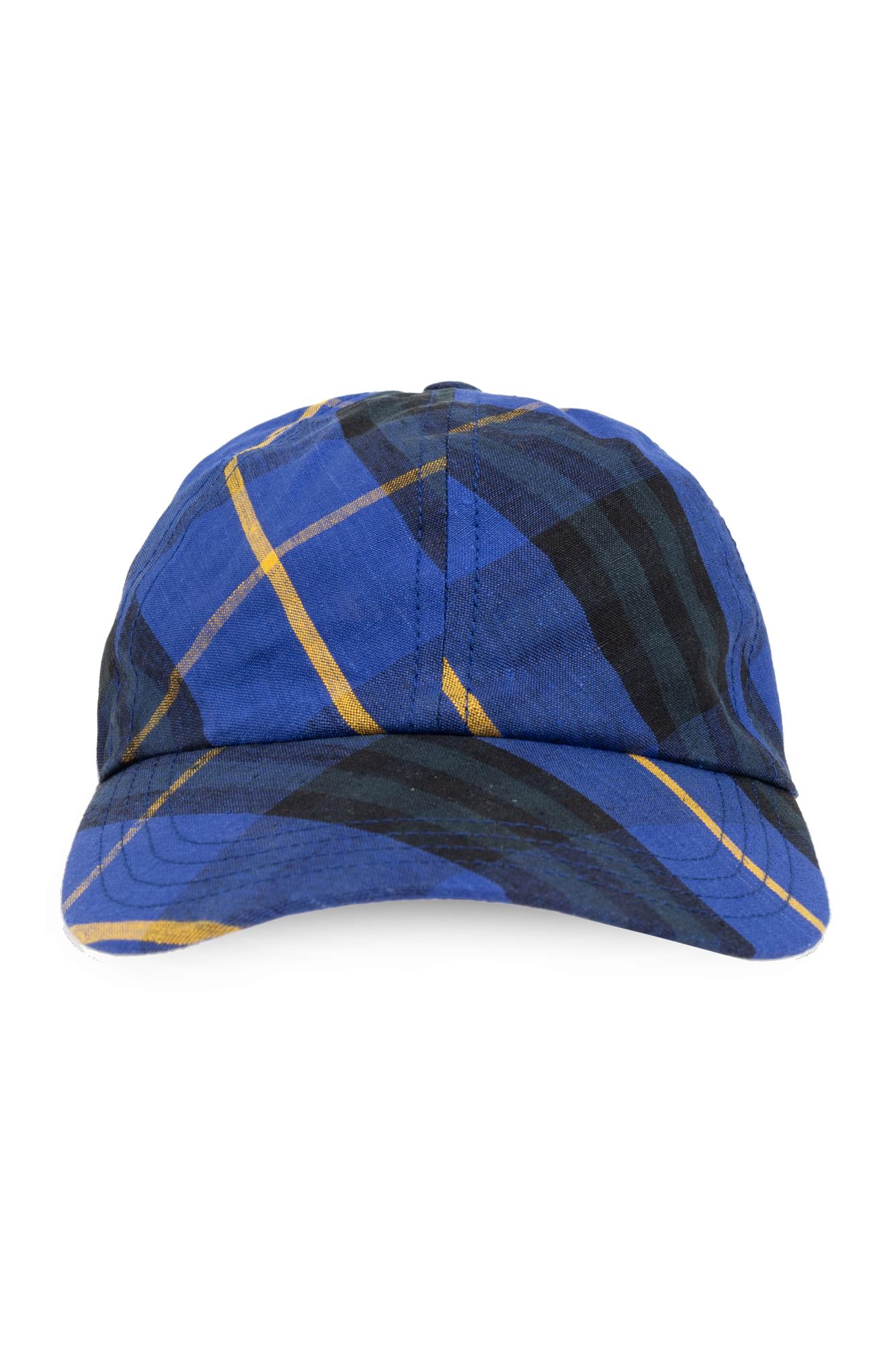 Shop Burberry Check Baseball Cap In Bright Navy Ip Chk