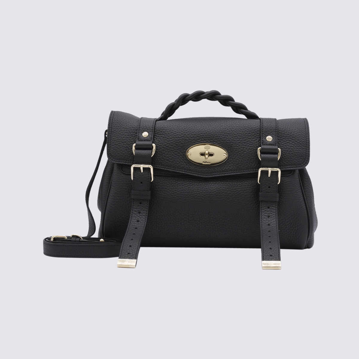 Shop Mulberry Black Leather Alexa Handle Bag