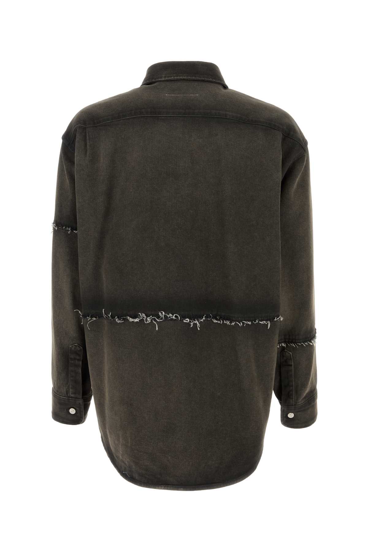 Shop Mm6 Maison Margiela Charcoal Denim Shirt In Wolfgrey