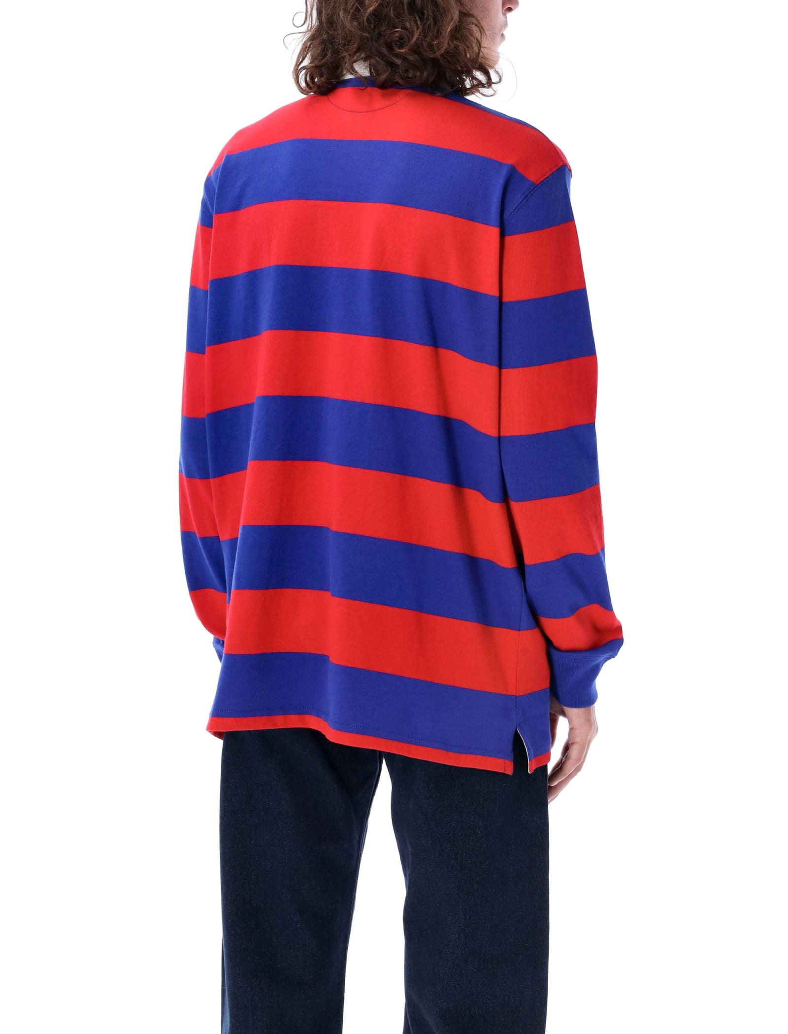 Shop Polo Ralph Lauren Rugby Stripes Polo Shirt In Red Navy