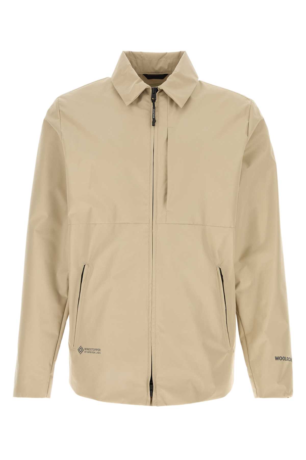 Woolrich Sand Polyester Gore-tex Windbreaker In Whitepepper