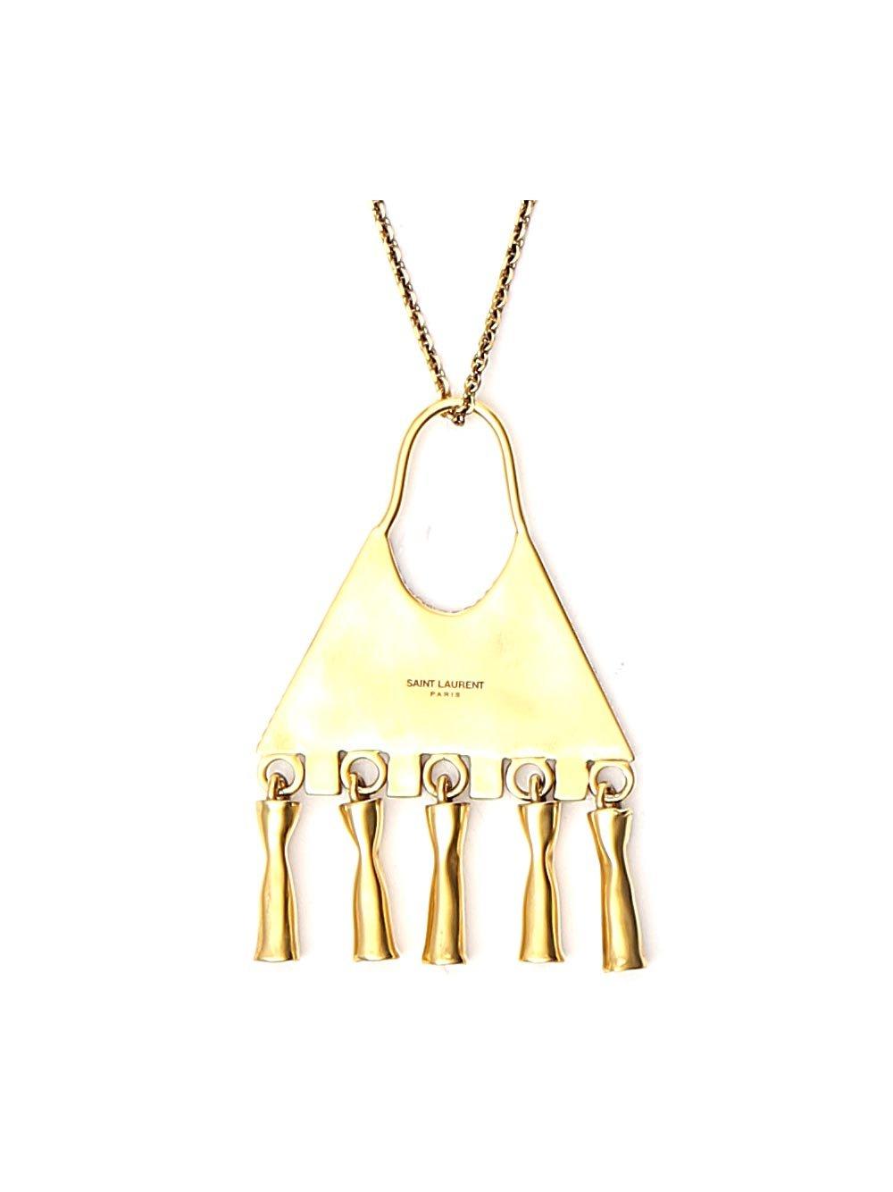 Shop Saint Laurent Triangle Charm Necklace In Nero