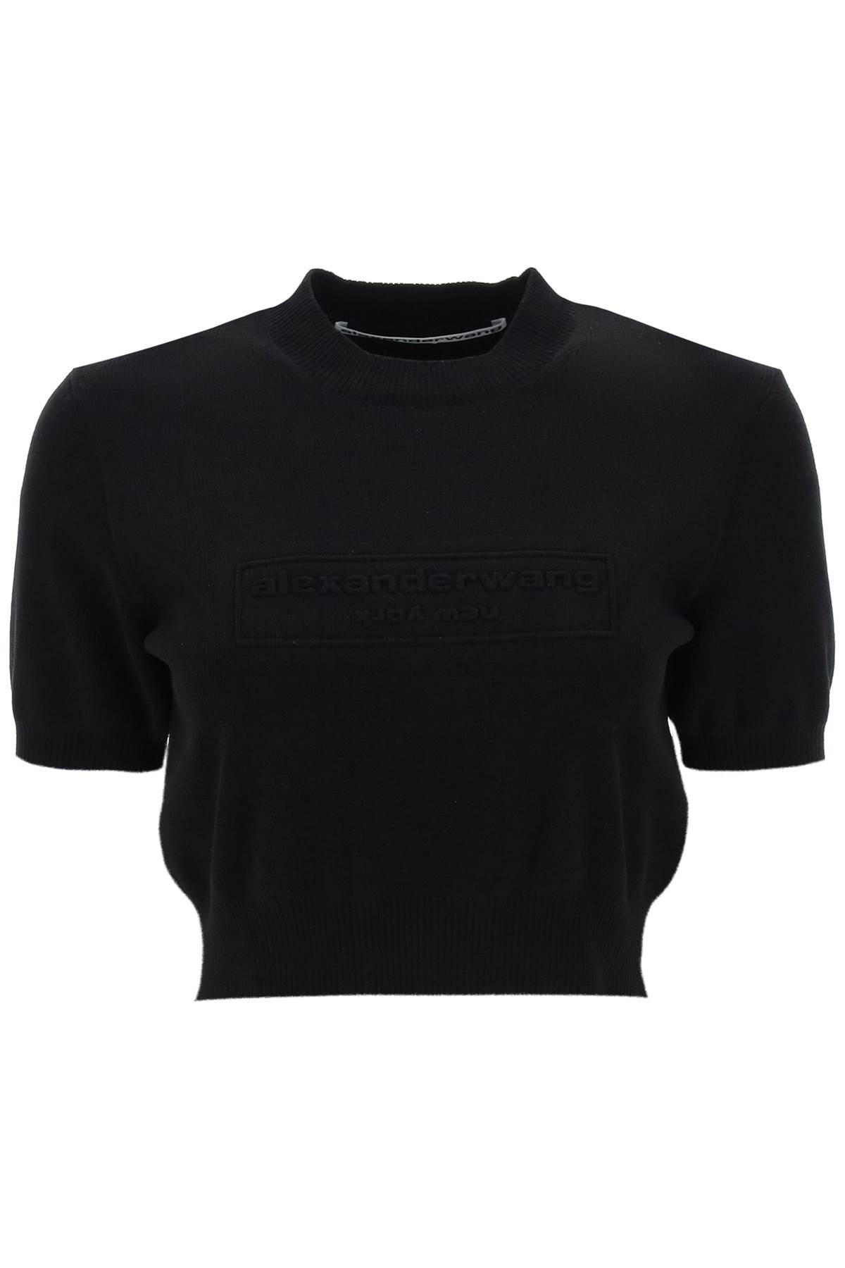 ALEXANDER WANG CROPPED TOP WITH EMBOSSED LOGO