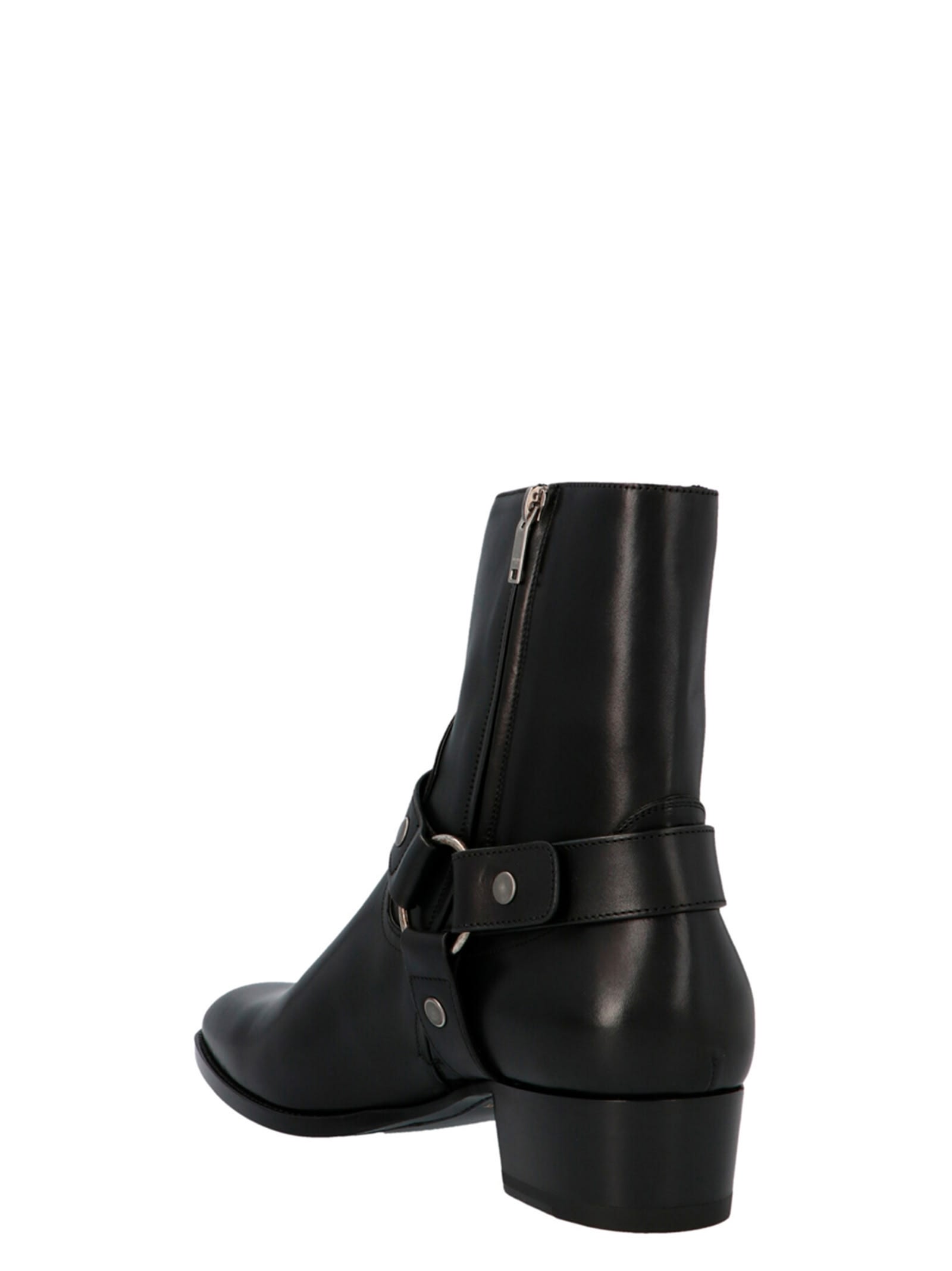 Shop Saint Laurent Wyatt Ankle Boots In Black