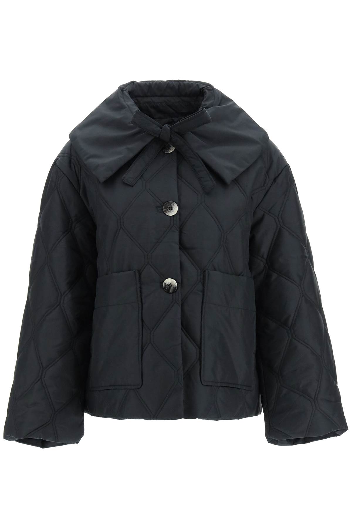 GANNI OVERSIZED COLLAR QUILTED JACKET