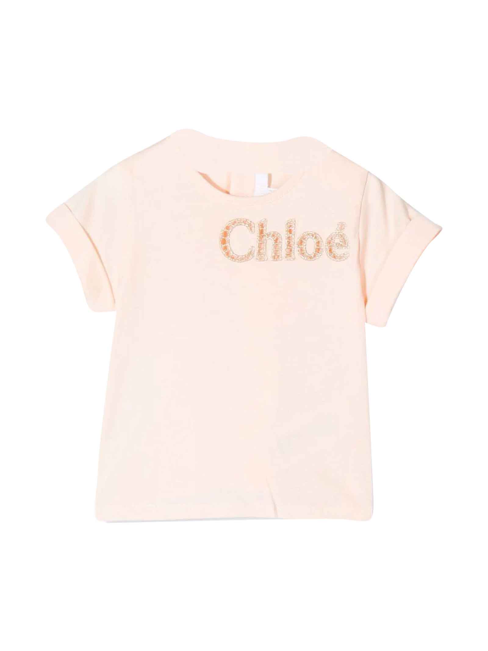 Chloé Pink T-shirt With Print Chloe Kids