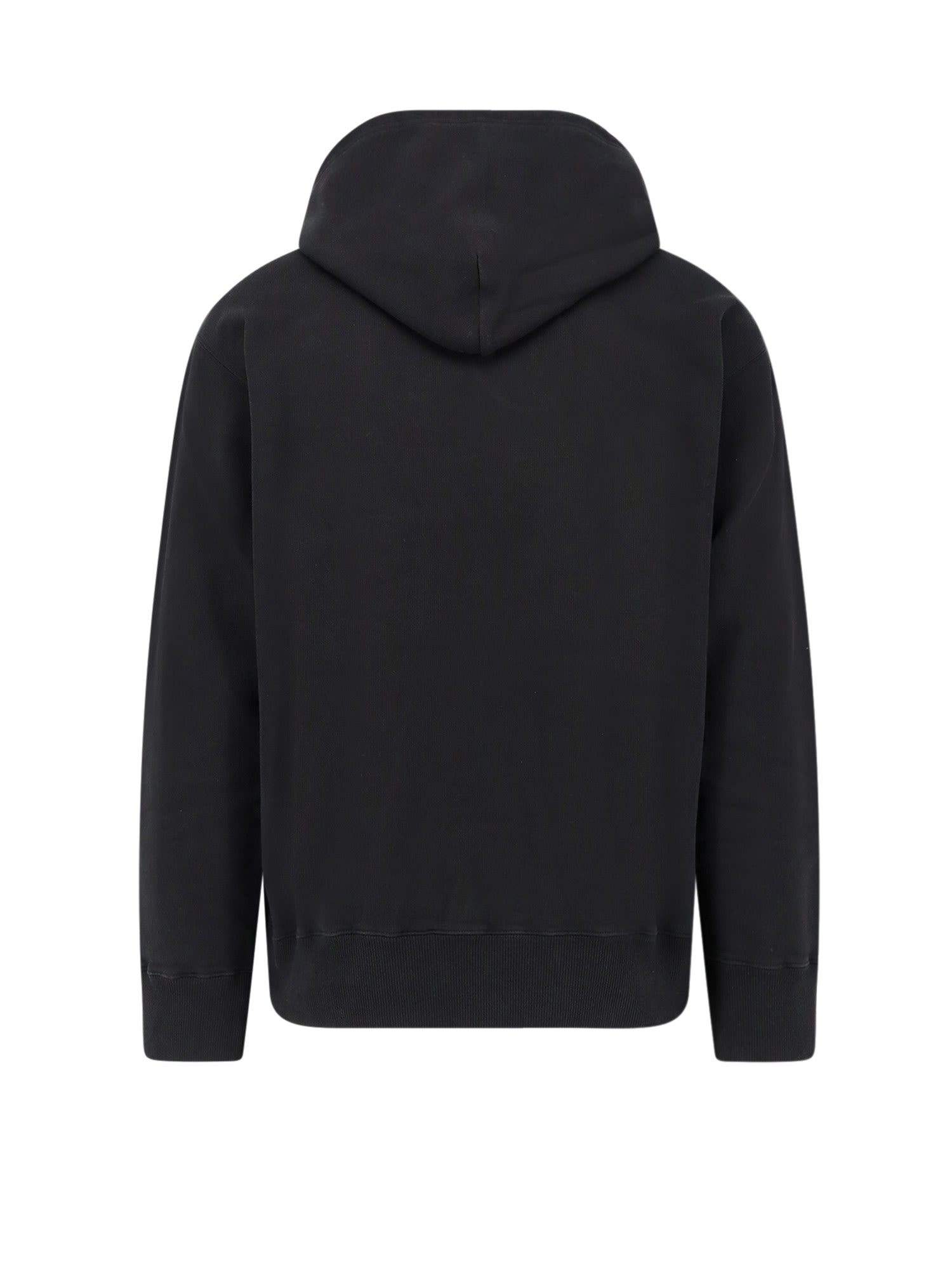 Mm6 Maison Margiela Cotton Hooded Sweatshirt In Black