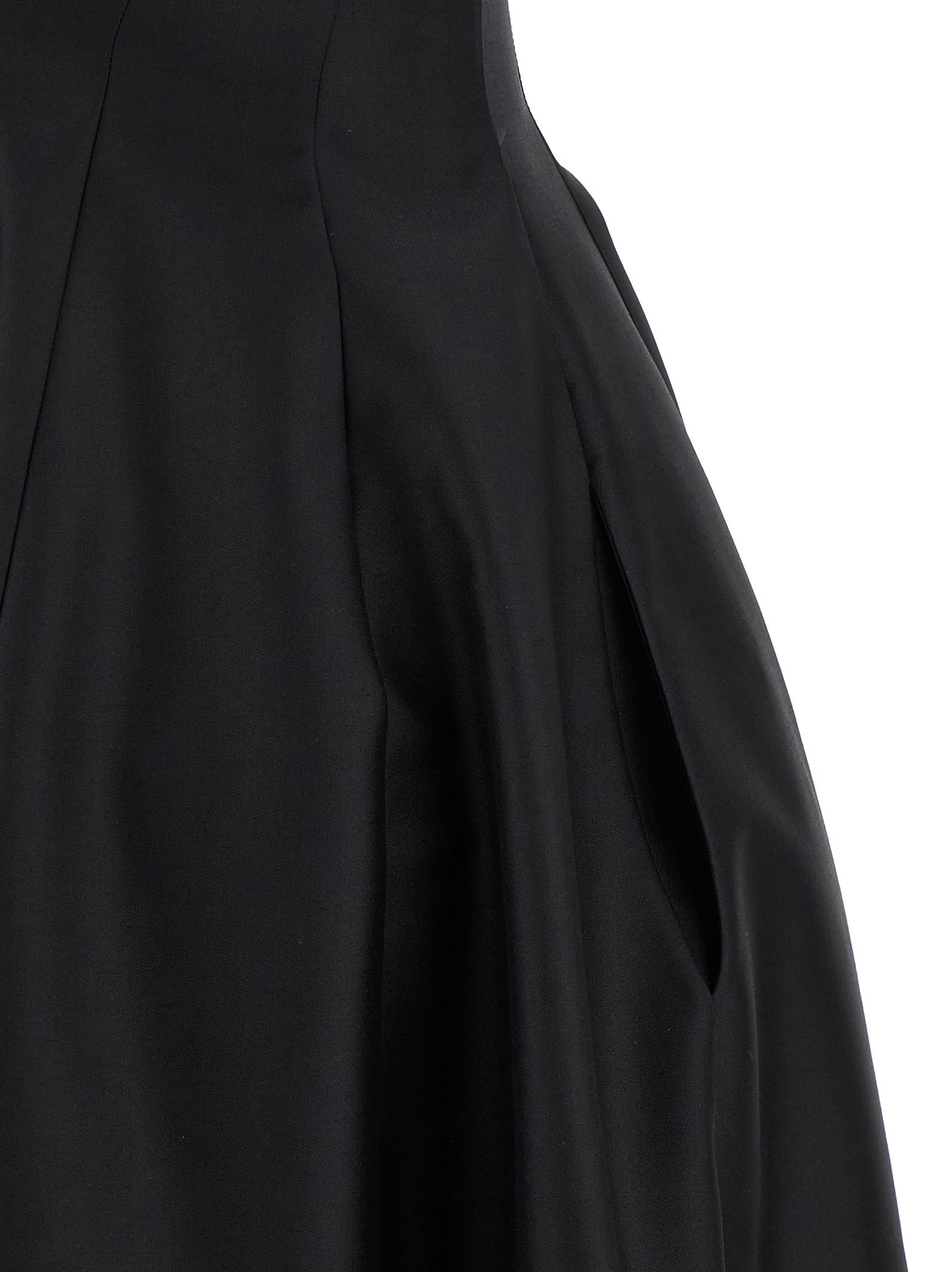 Alberta Ferretti Shoulder-baring Dress With Fitted Bodice And Flared Skirt In Black