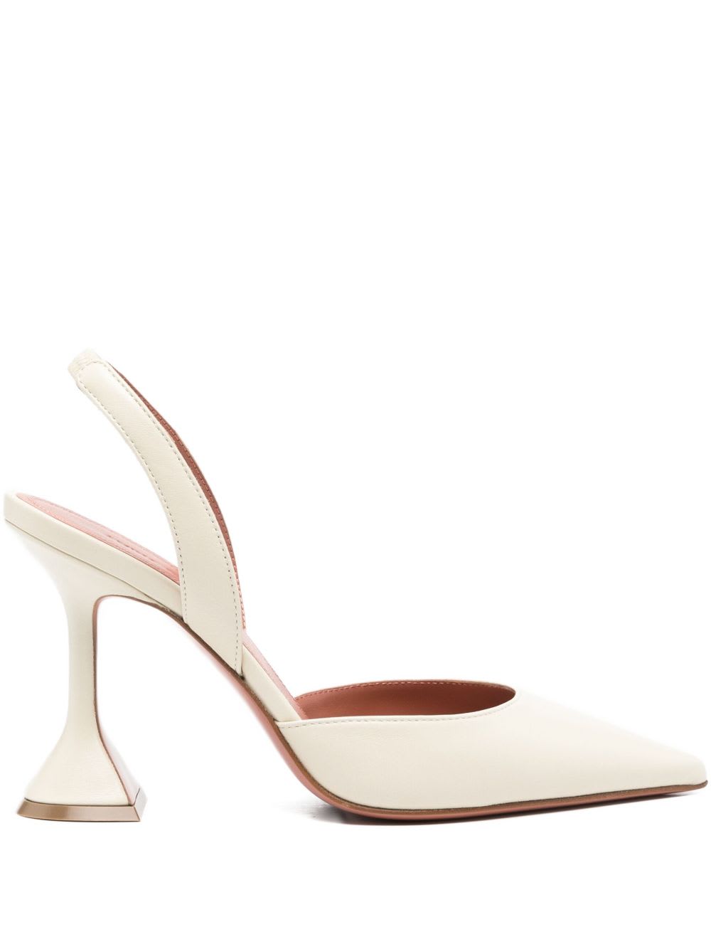 Amina Muaddi Sculptural Heel Leather Slingback Pumps In Sand
