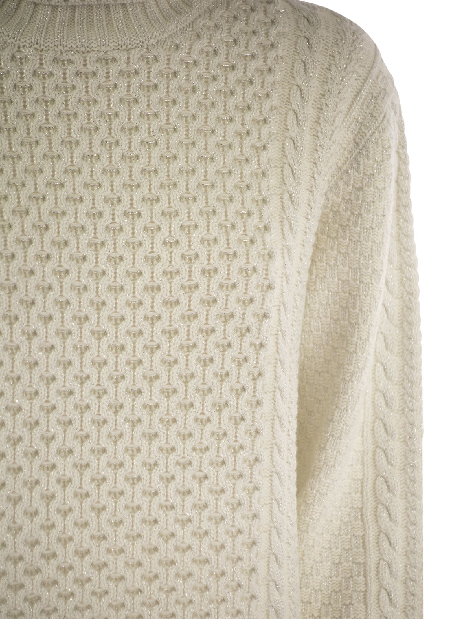 Fabiana Filippi Women's Turtleneck Jumper With Special Workmanship Sweater In White
