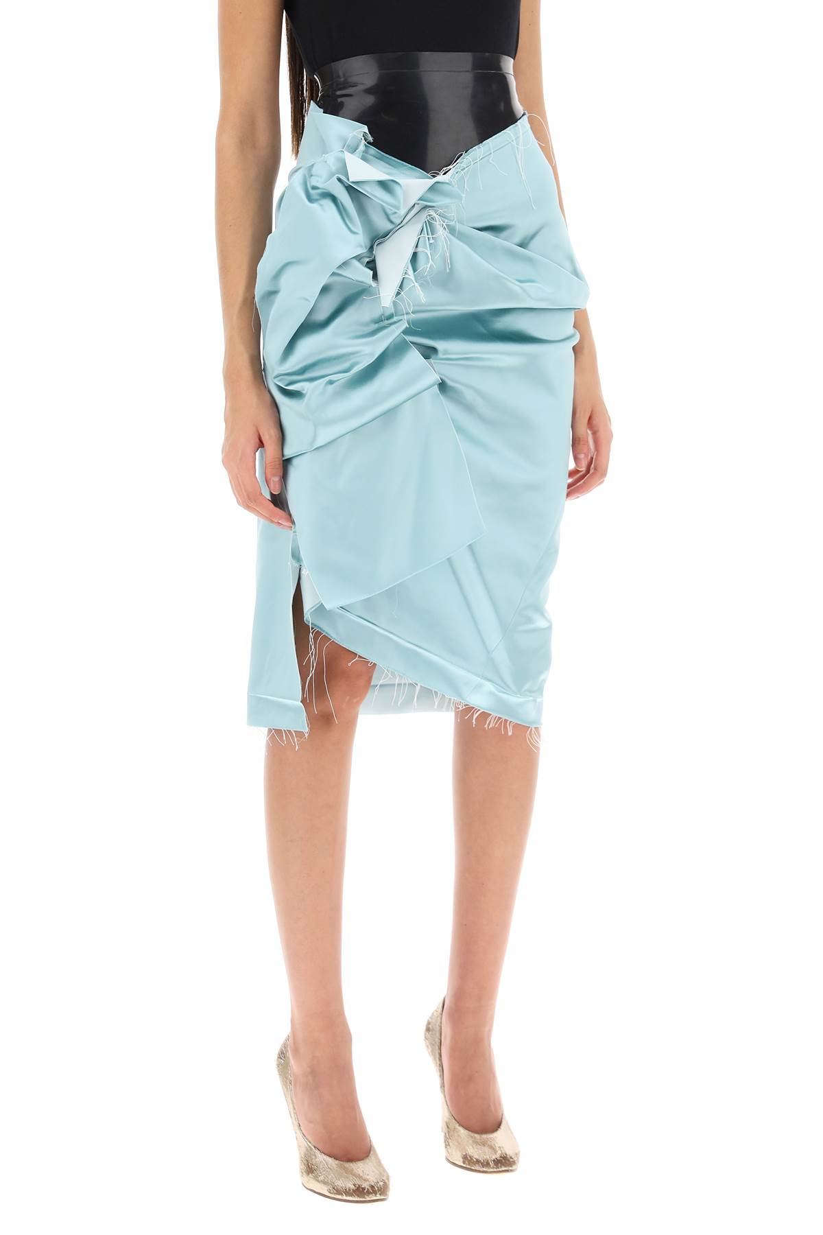 Shop Maison Margiela Decortique Skirt With Built-in Briefs In Latex In Teal