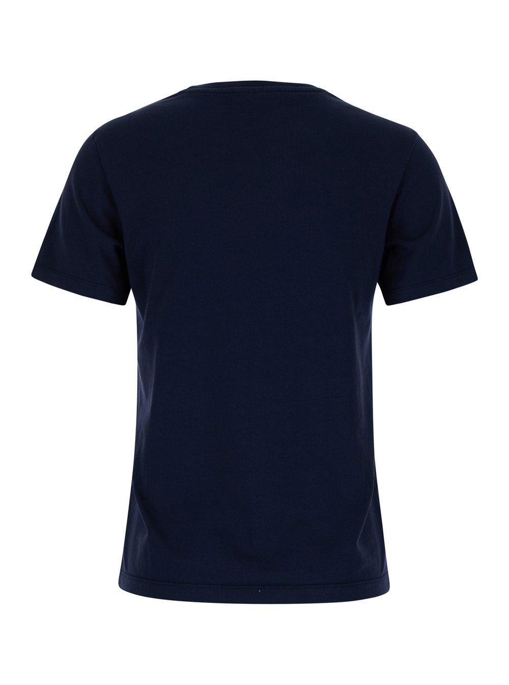 Shop Maison Kitsuné Fox Head Patch Crewneck T-shirt In Blue