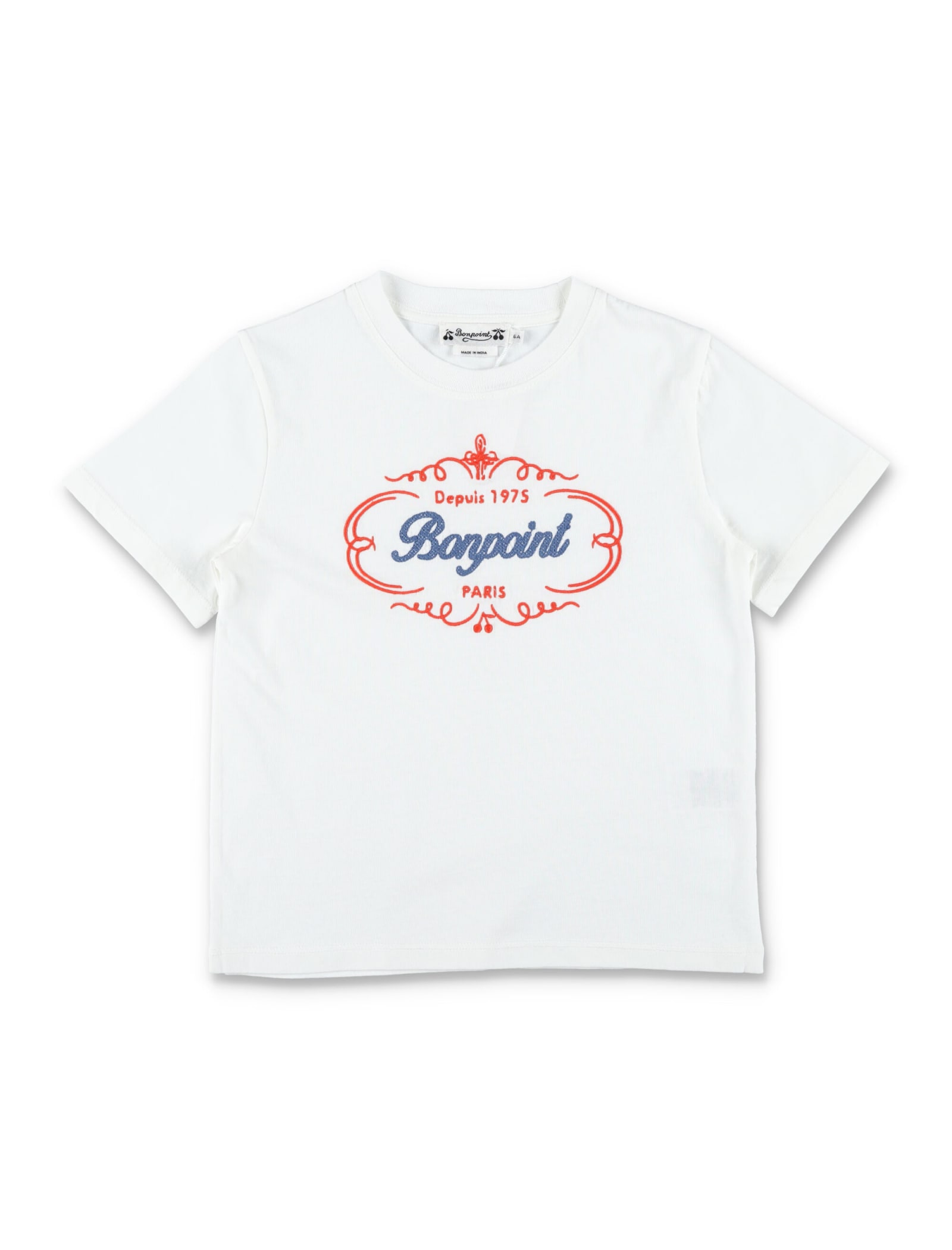 Bonpoint Kids' Logo T-shirt In Upb Blanc Lait