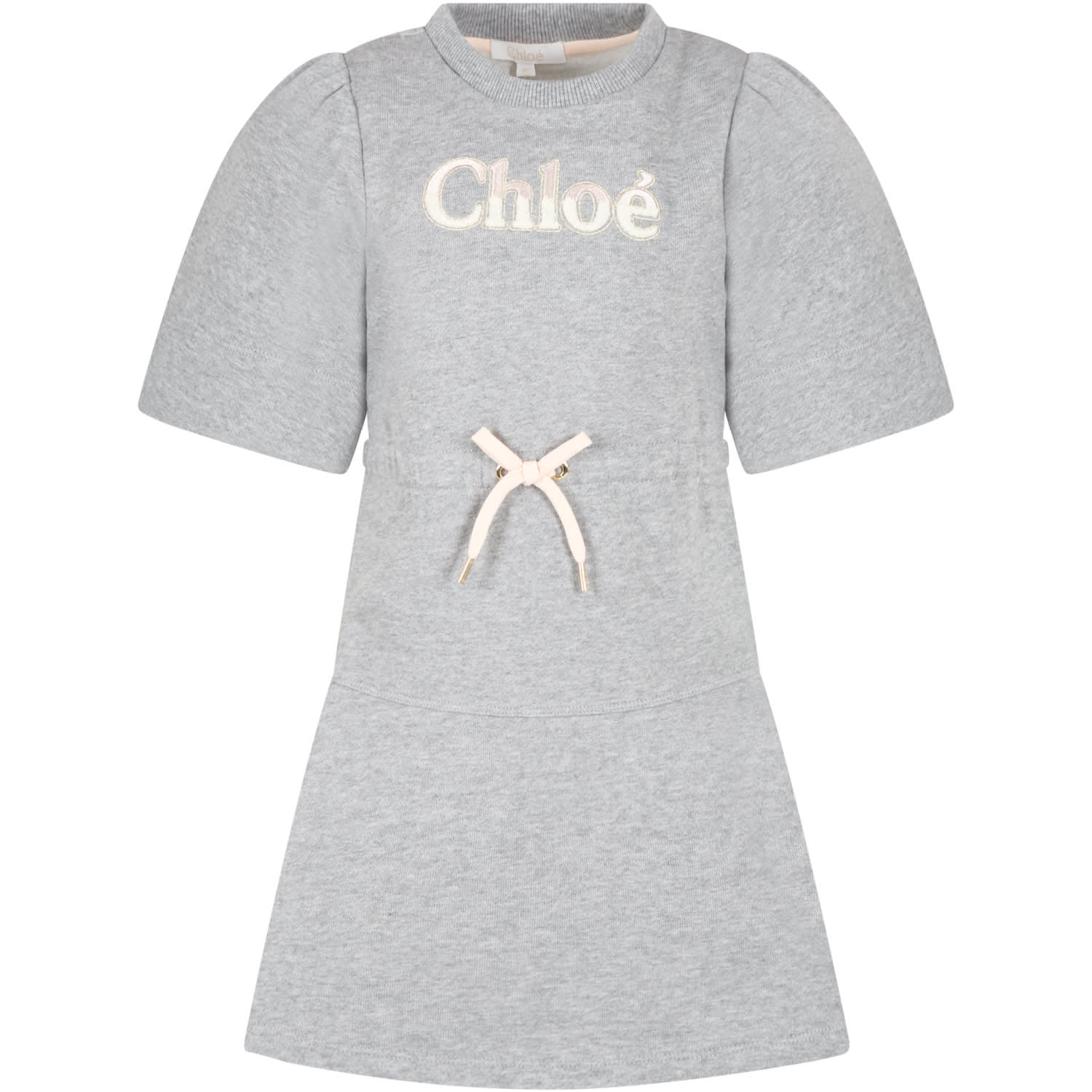 Chloé Gray Dress For Girl With Logo