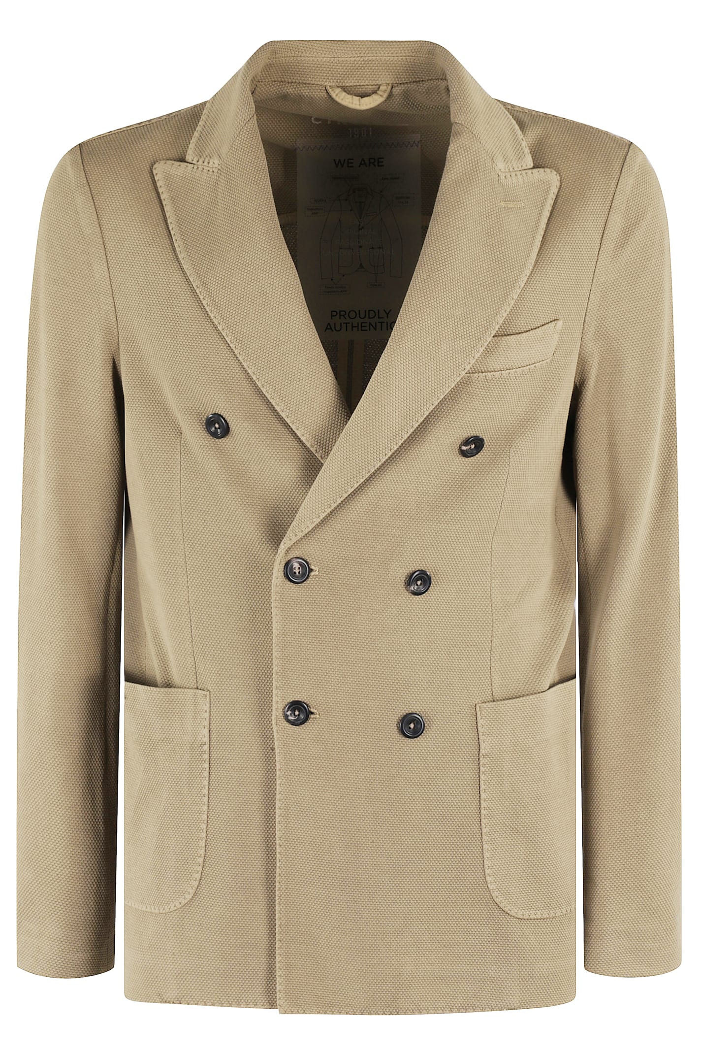 Circolo 1901 Double-breasted Oxford Jacket With Textured Finish In T Corda