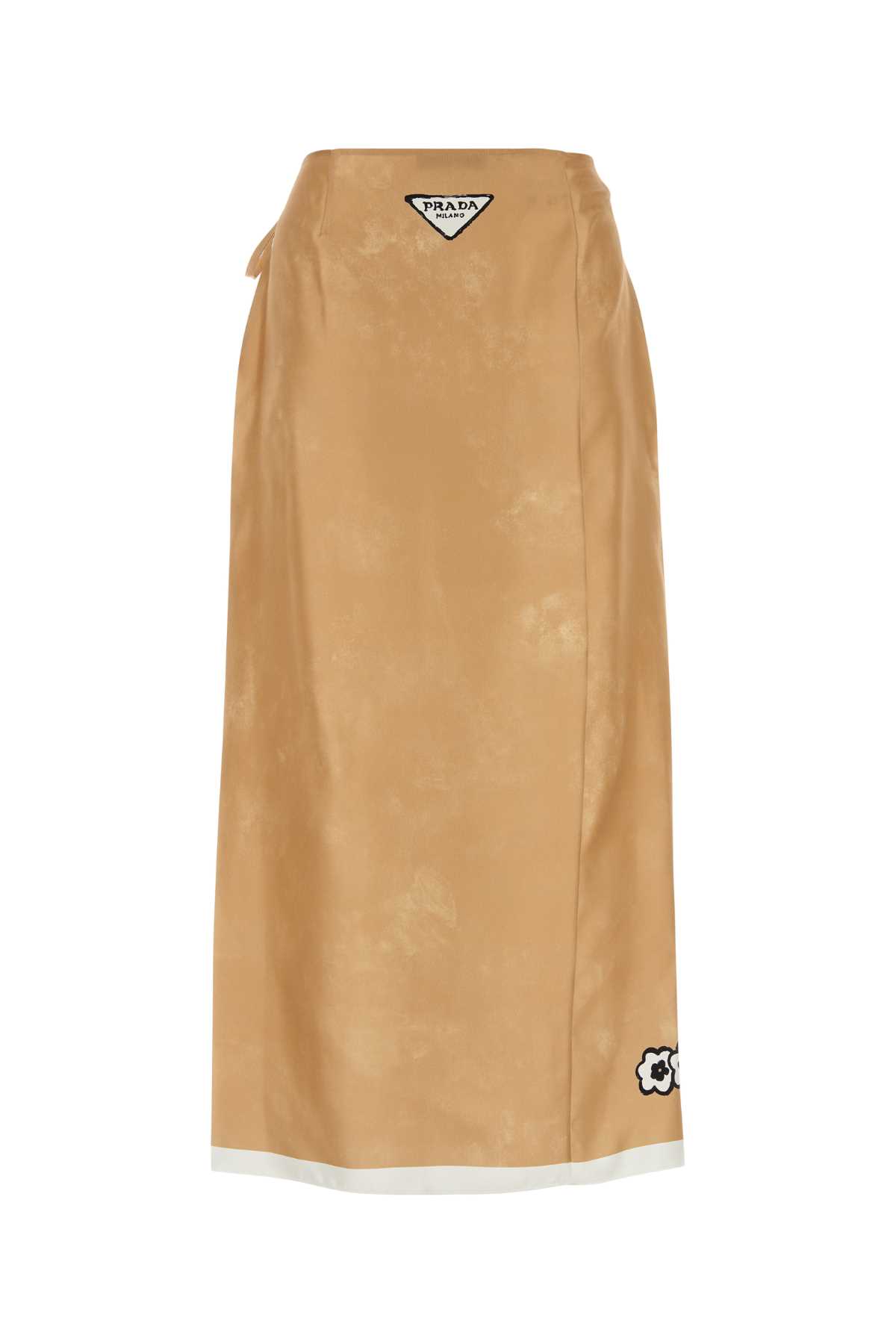 Prada Camel Silk Skirt In Cordanaturale