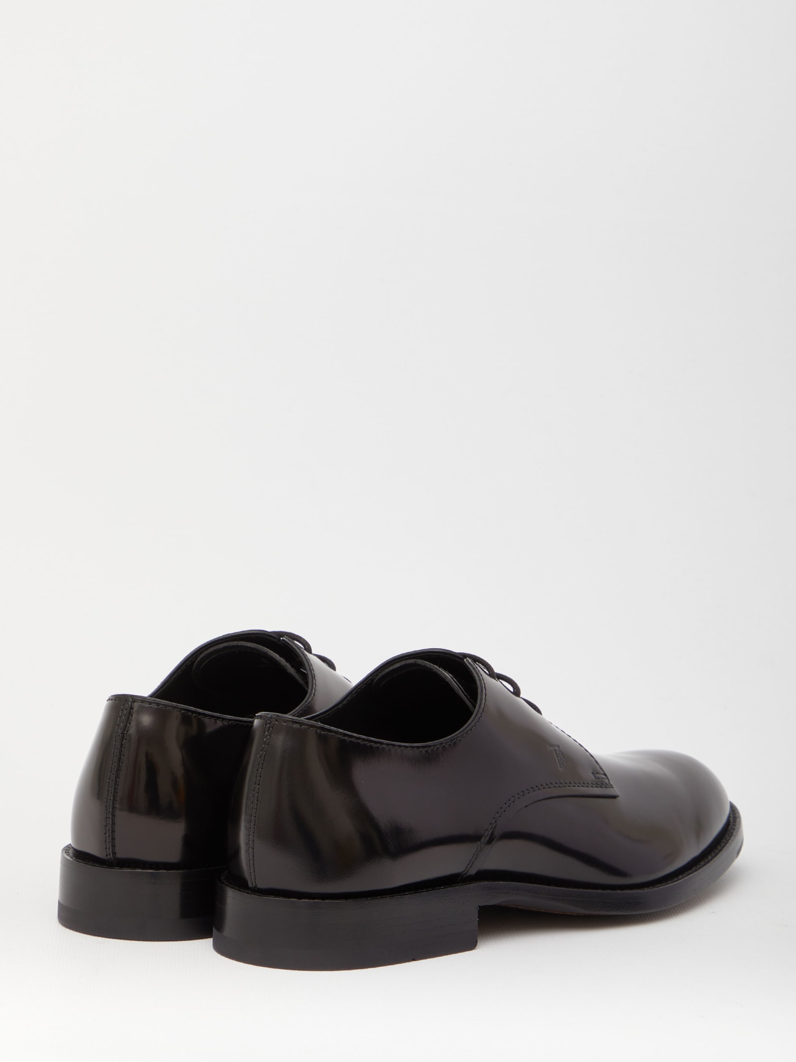 Shop Tod's Leather Derby Shoes In Nero