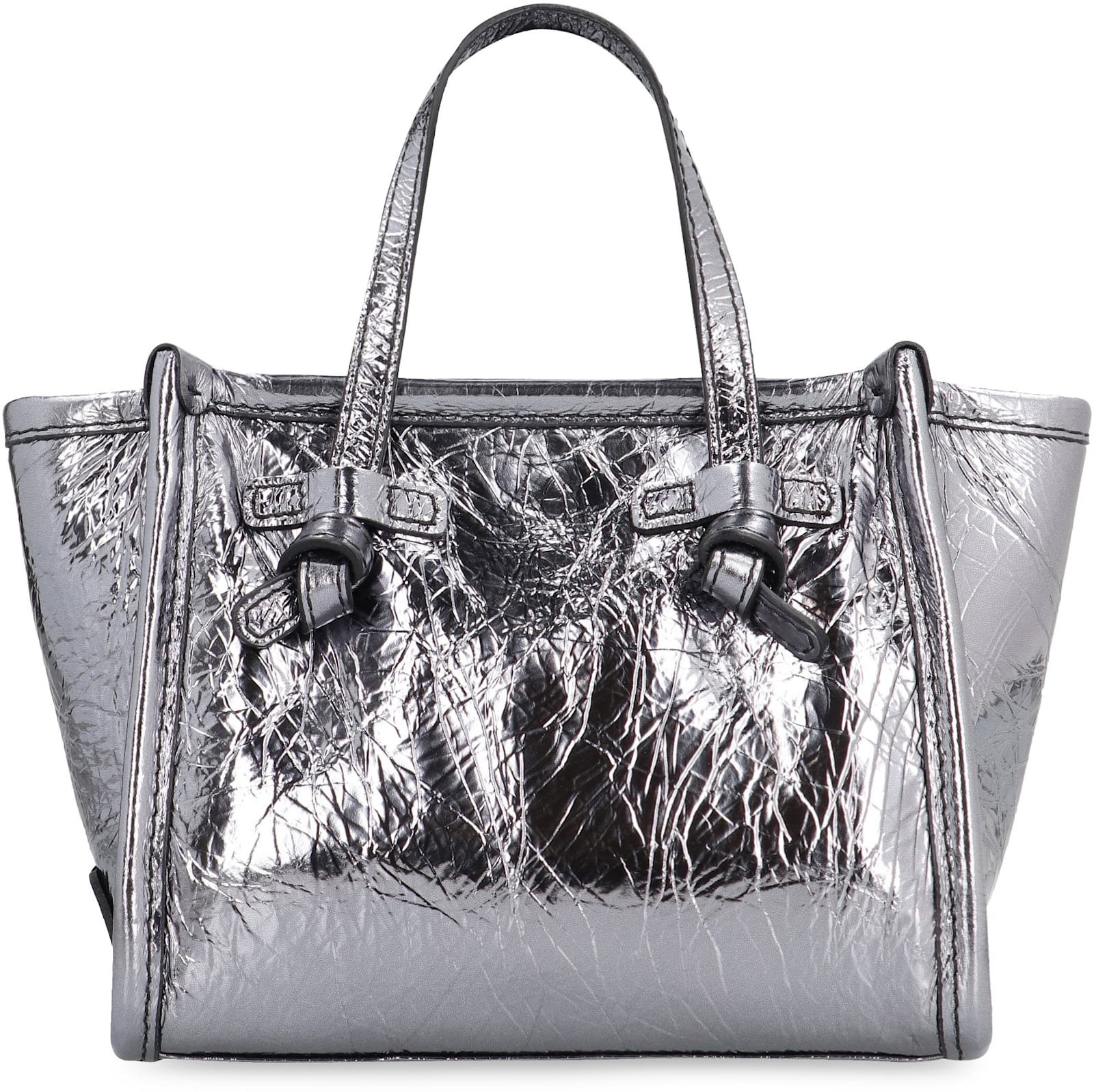 Shop Gianni Chiarini Marcella Smooth Leather Tote Bag In Silver