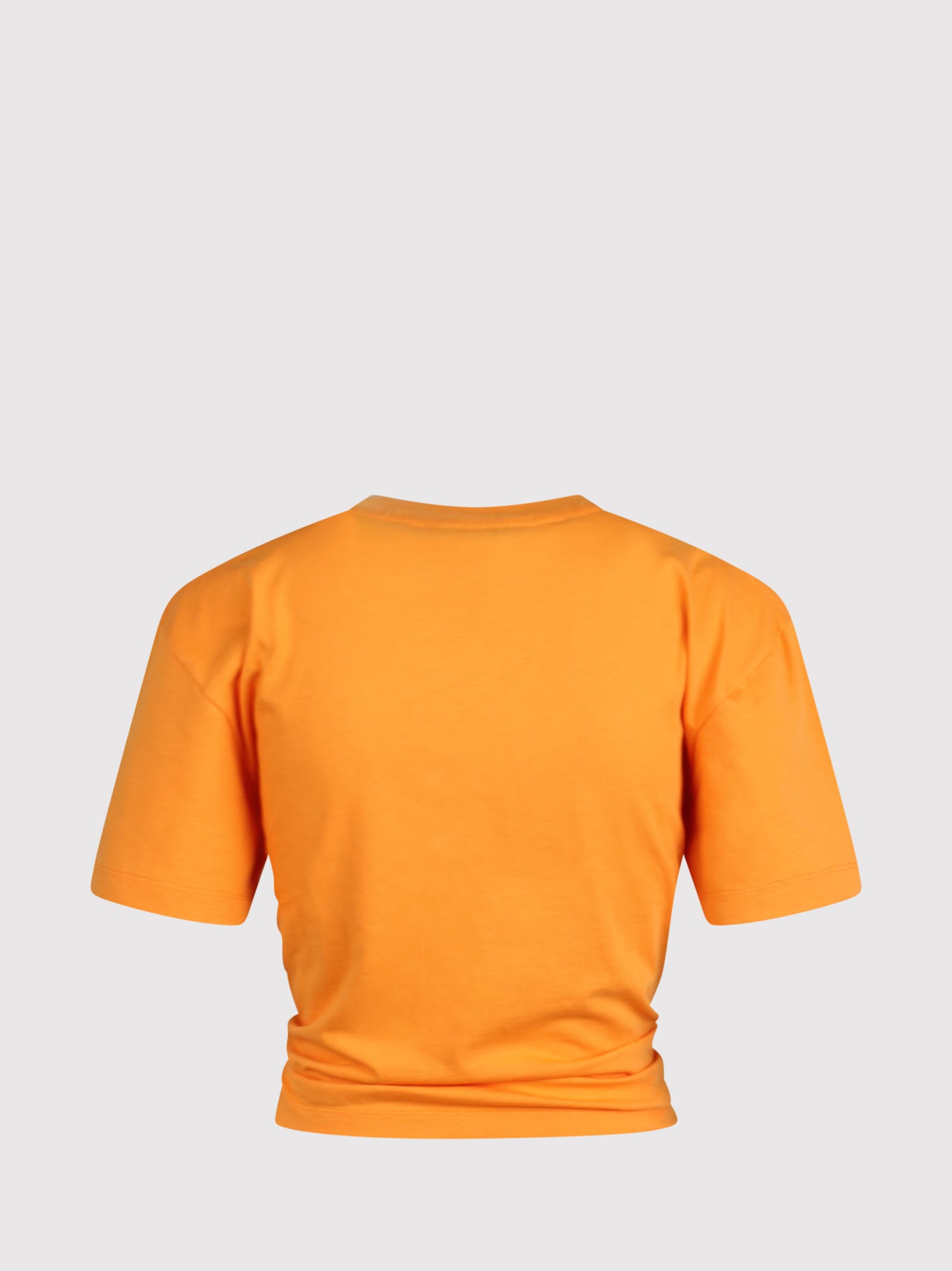 Shop Rabanne Gathered Cotton T-shirt In Light Orange