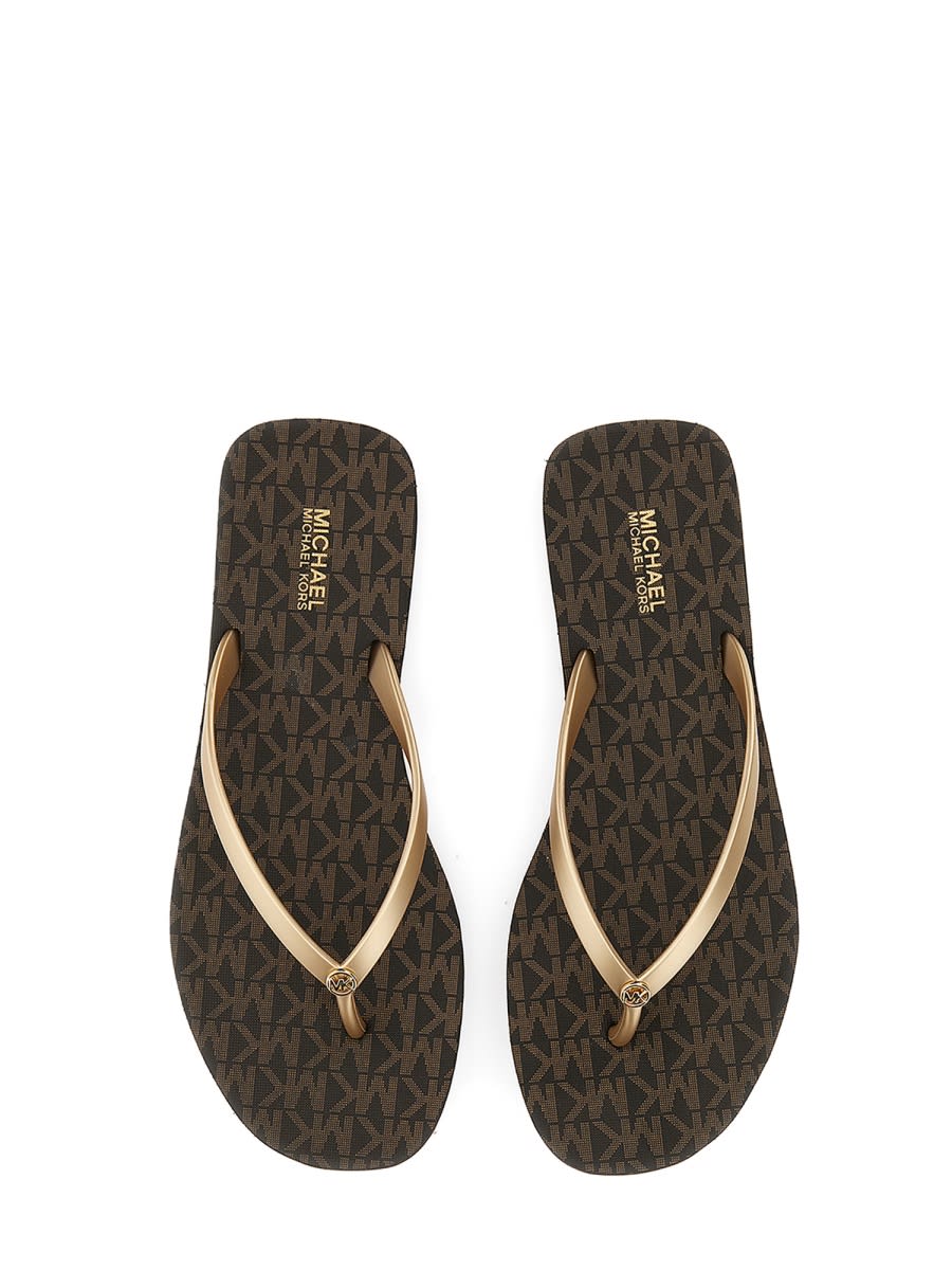 Shop Michael Kors Jinx Thong Sandal In Brown