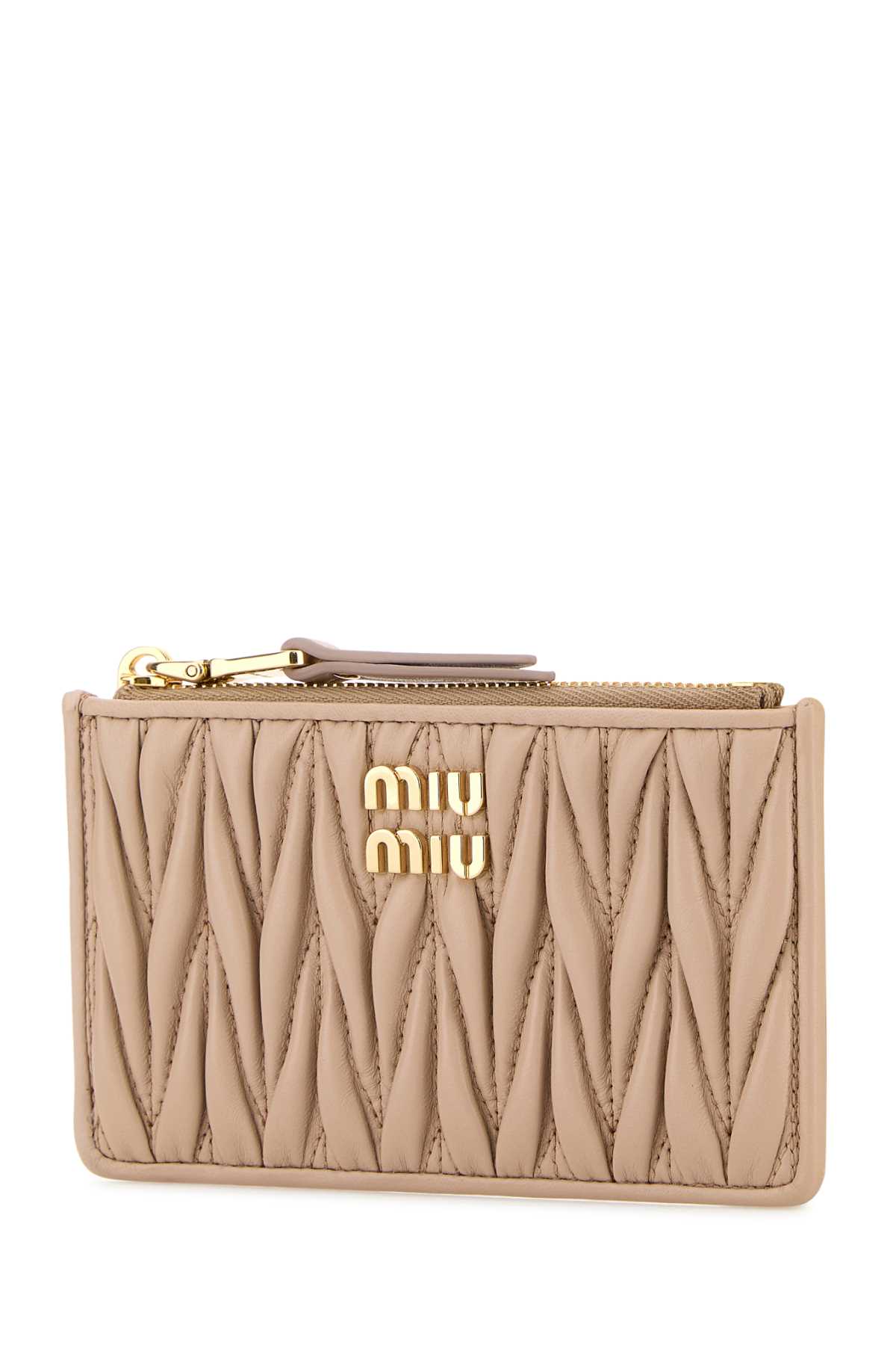 Shop Miu Miu Powder Pink Nappa Leather Card Holder In Cipria