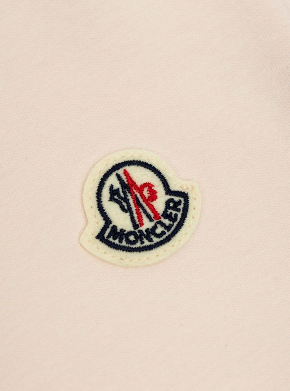 Moncler Beige Dress With Logo Patch On The Front And Flared Skirt In Cotton Baby In Brown