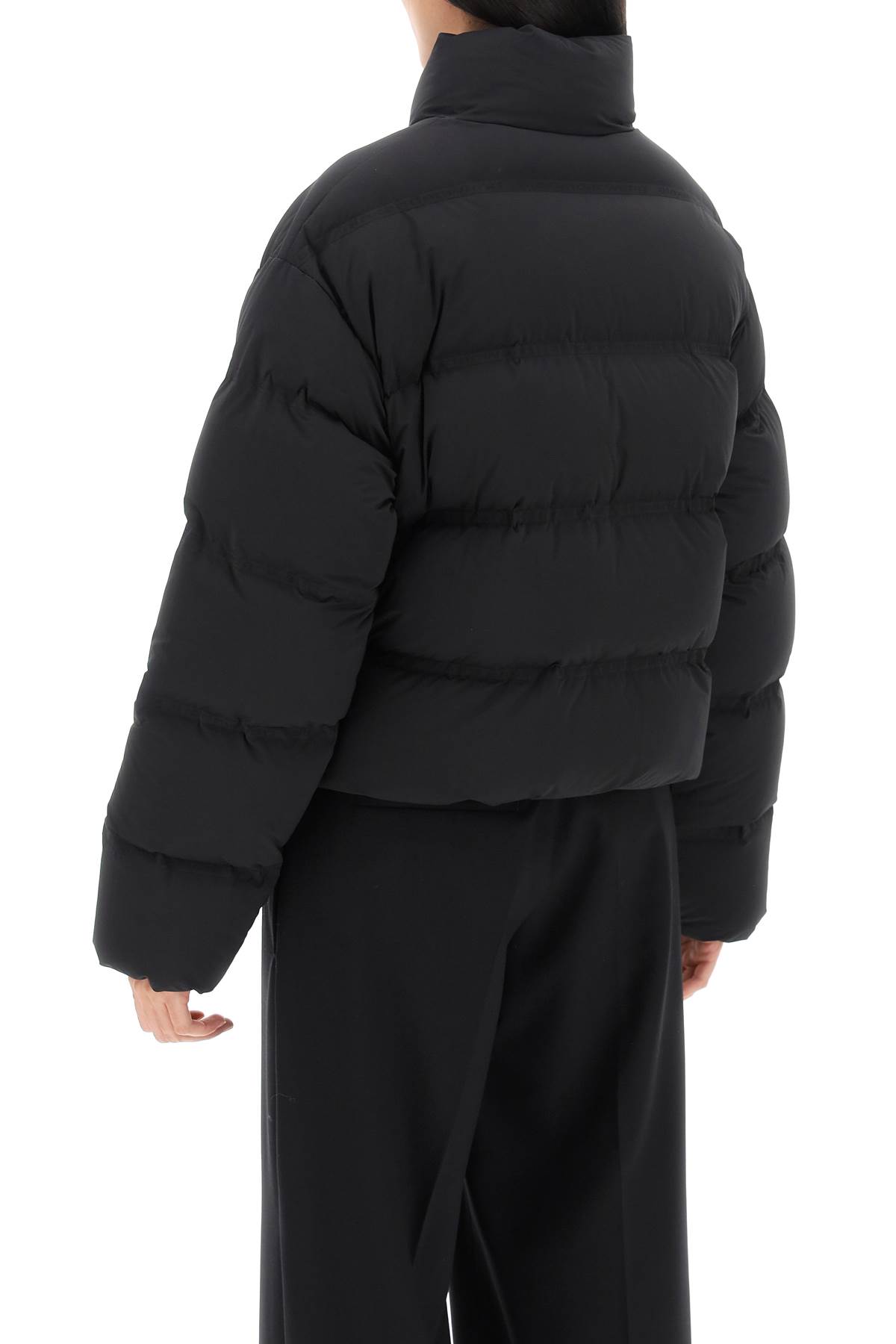 Alexander Wang Short Puffer Jacket With Logo In Black