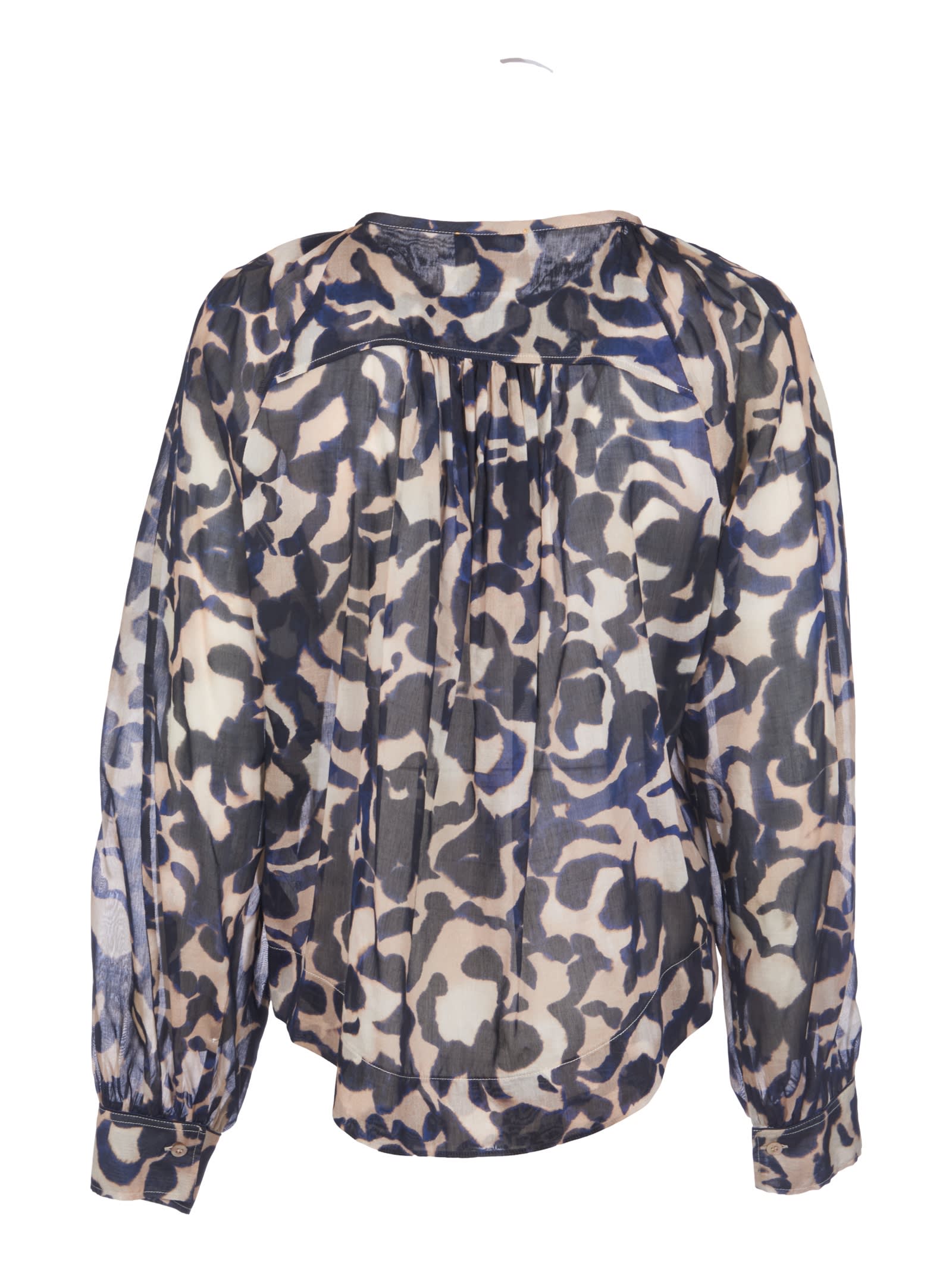 Shop Forte Forte Round Hem All-over Printed Blouse In Ink