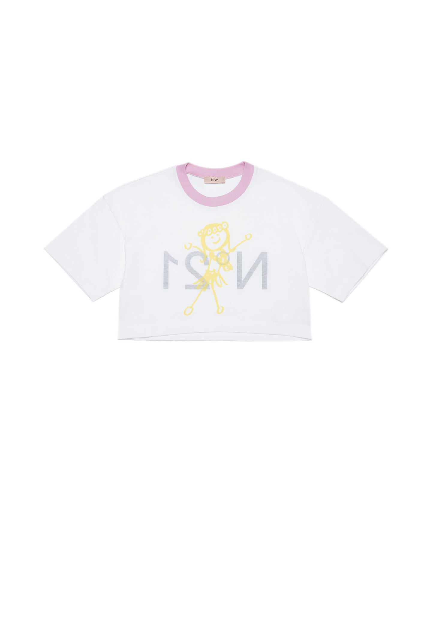 N°21 N21T171F T-SHIRT N°21 WHITE CROPPED T-SHIRT IN JERSEY WITH REVERSE LOGO