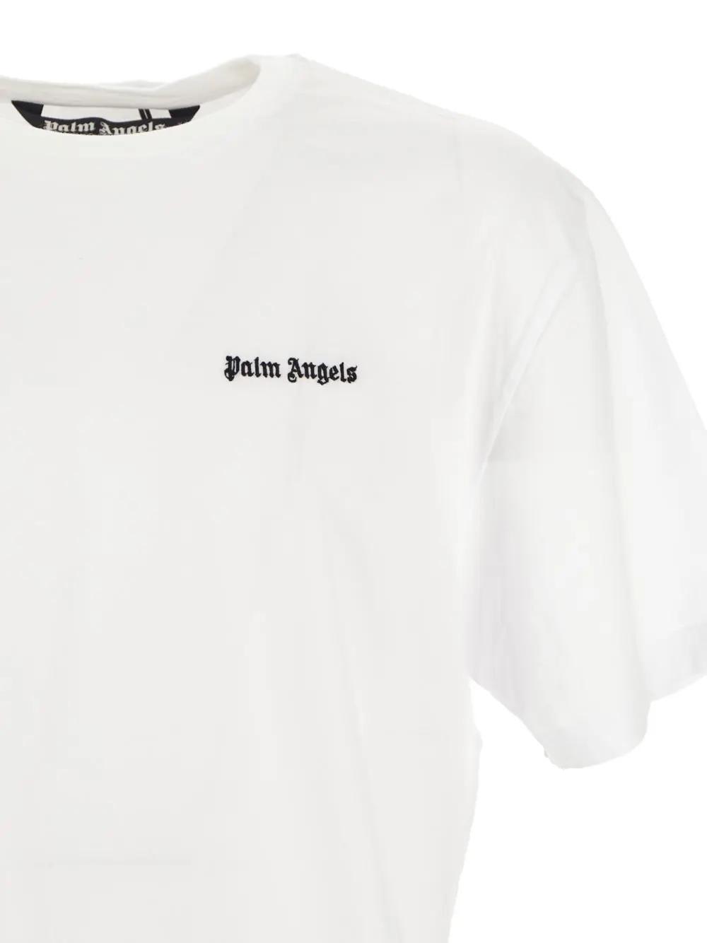 Shop Palm Angels Embroidered Logo Slim Tee In White