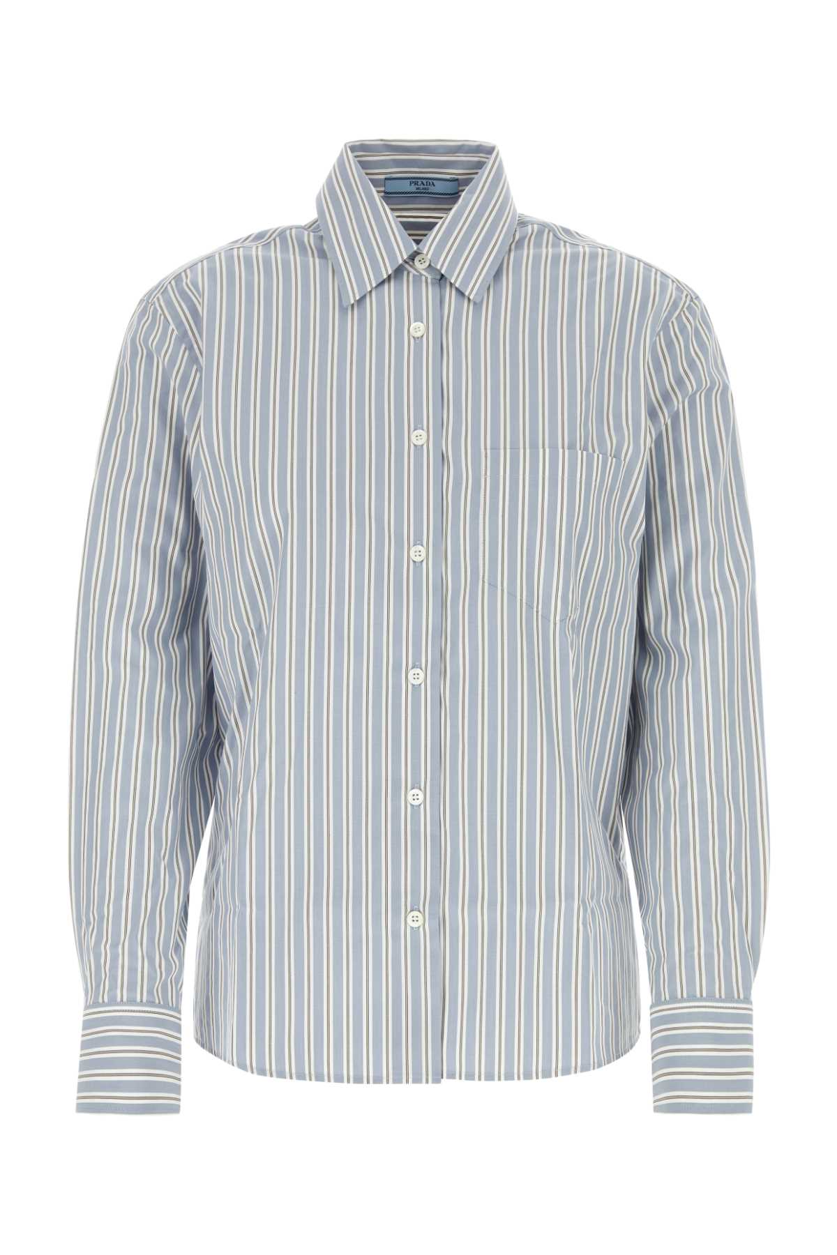 Shop Prada Embroidered Poplin Shirt In Pervinca