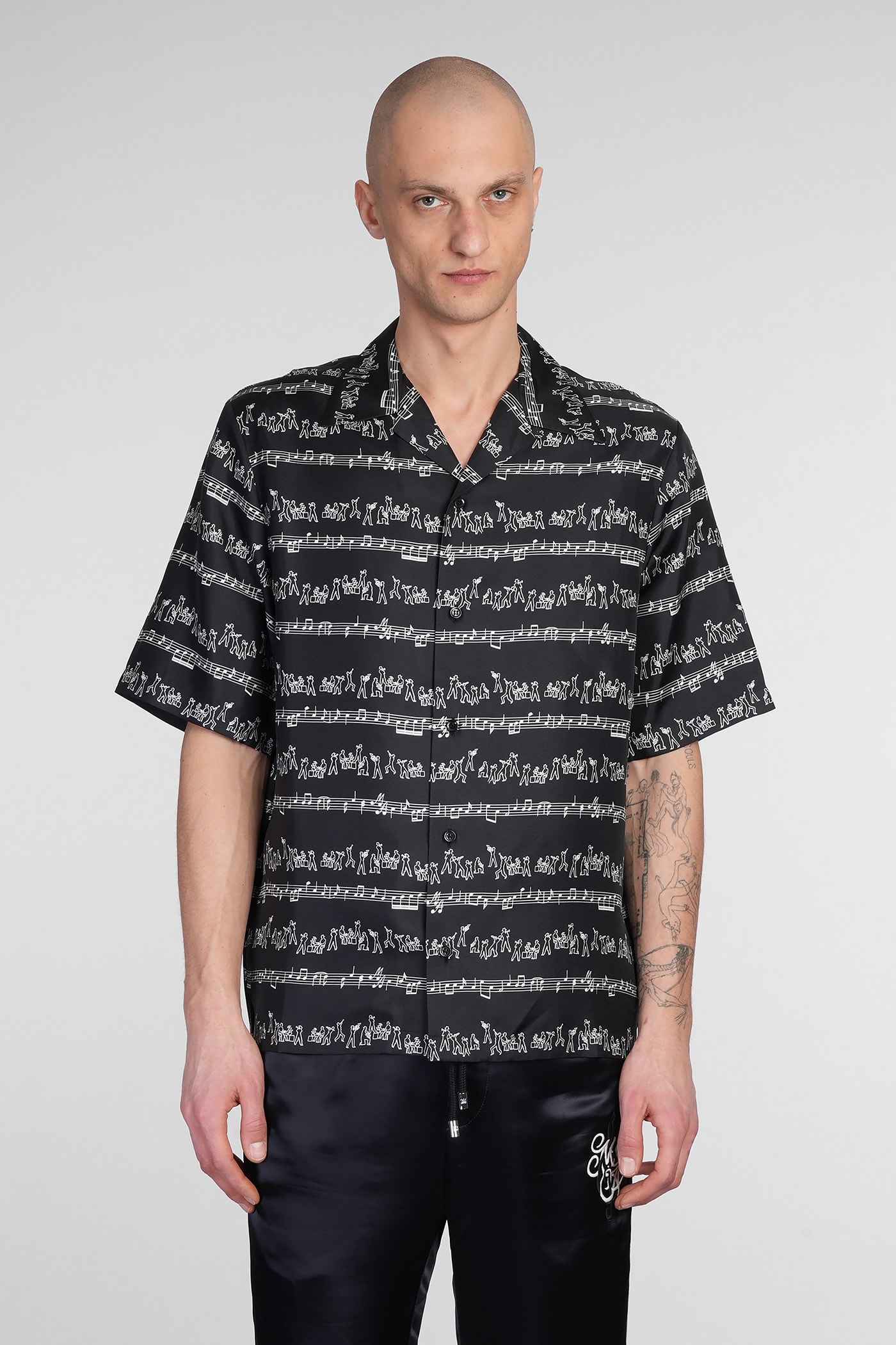 Amiri Black Jazz Band Bowling Shirt In Black