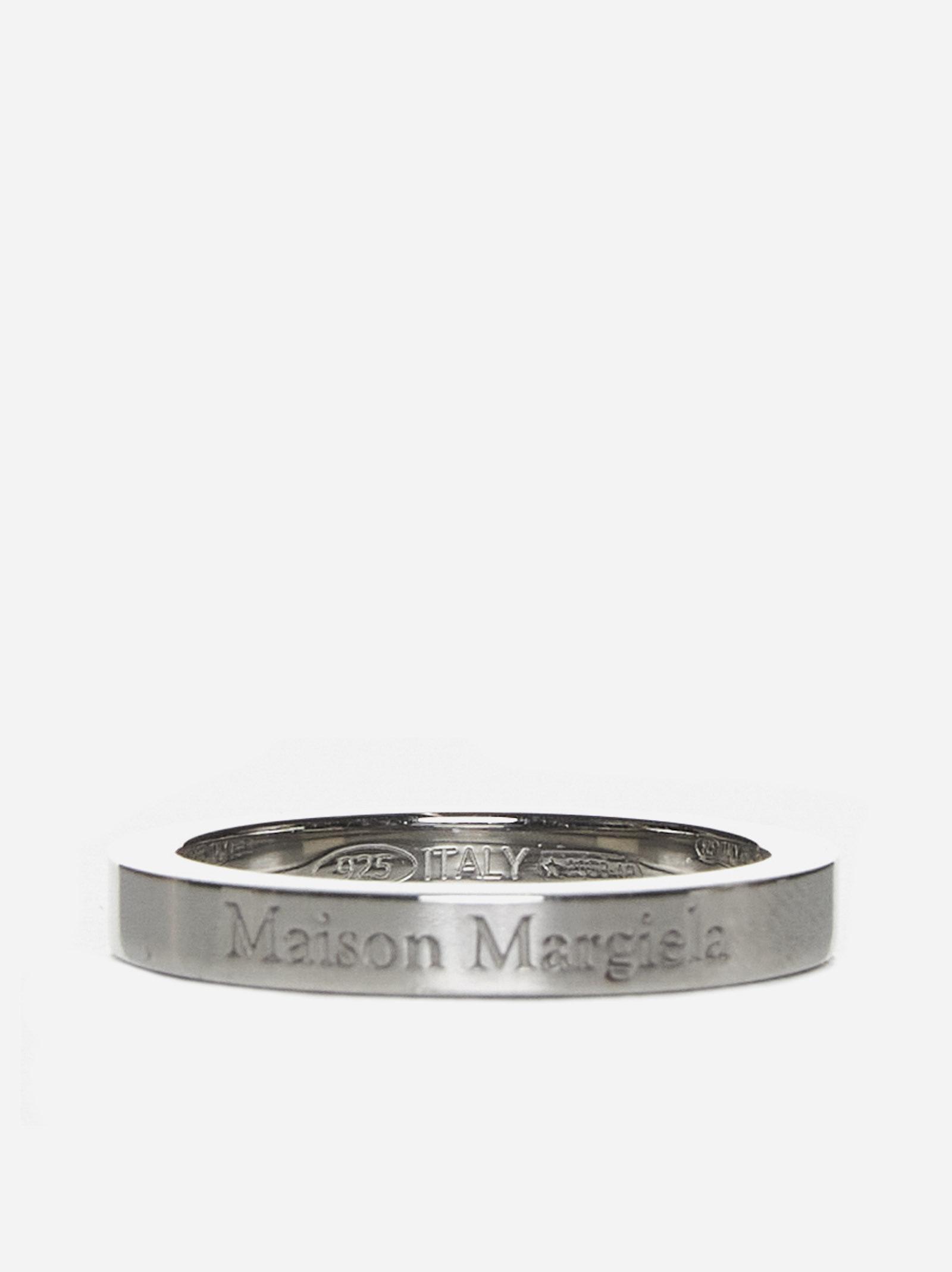 Maison Margiela Logo Silver Ring In Argento