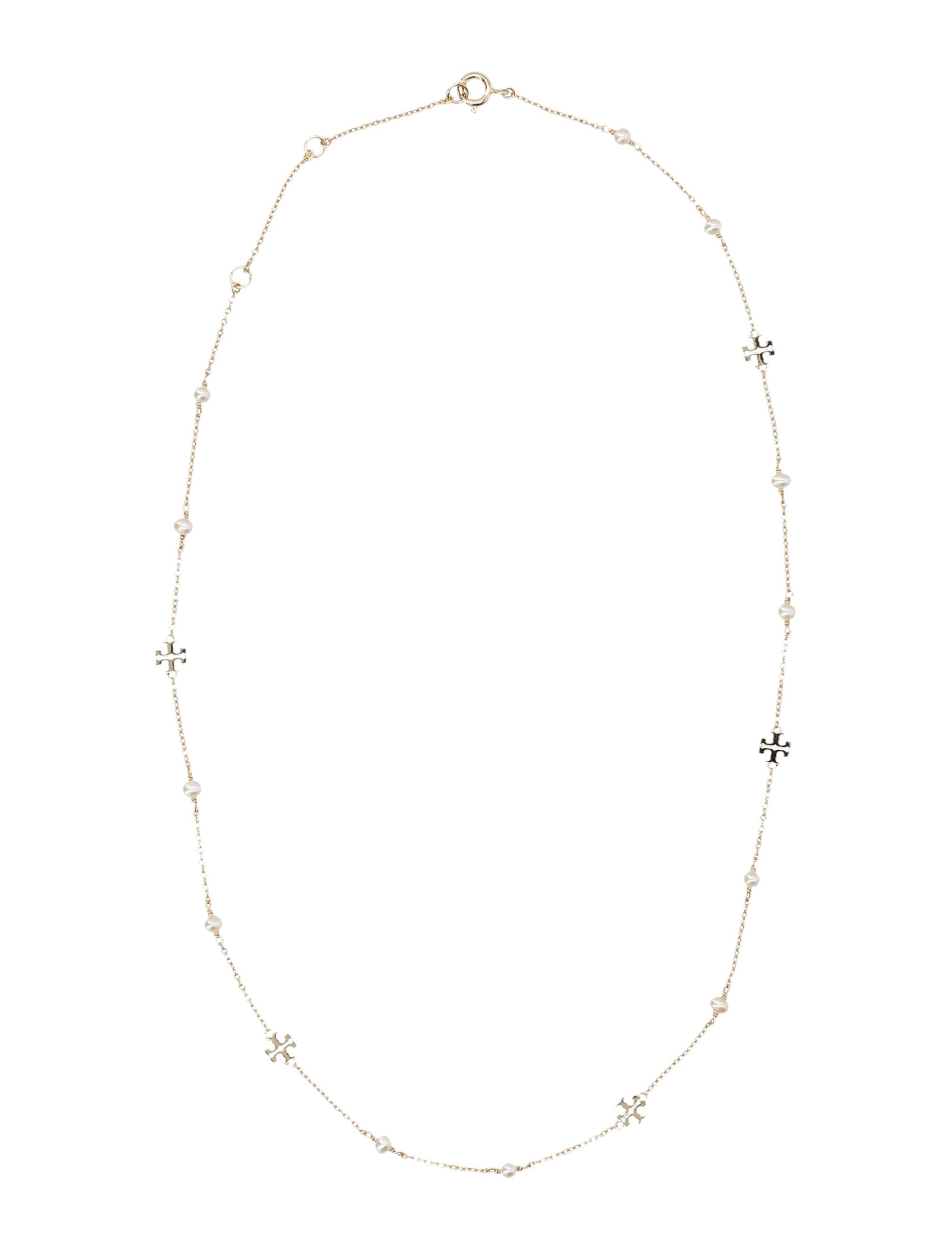 Shop Tory Burch Delicate Kira Pearl Necklace In Tory Gold / Pearl