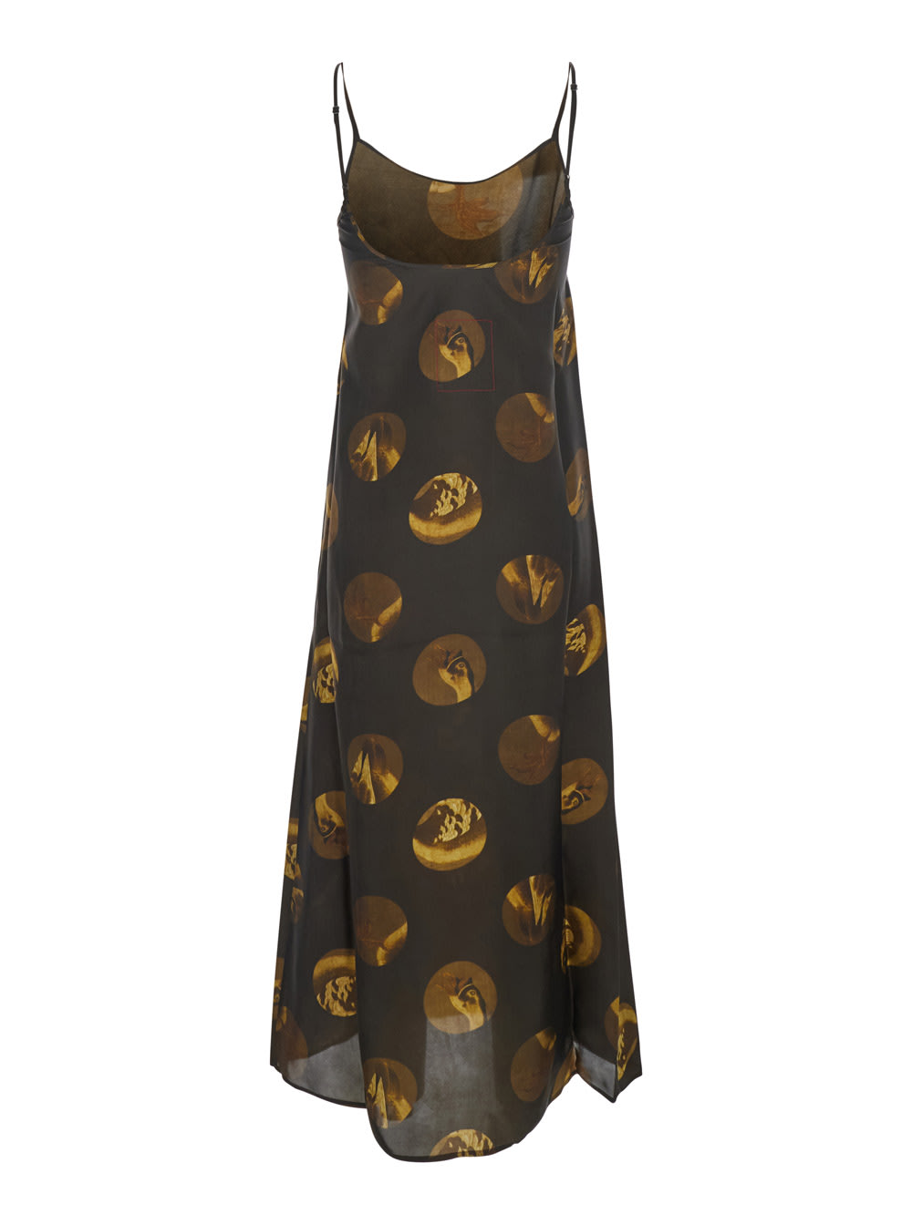 Uma Wang Anaya Brown Sleeveless Dress With Round Neck And All-over Motif In Viscose Blend Woman In Multi