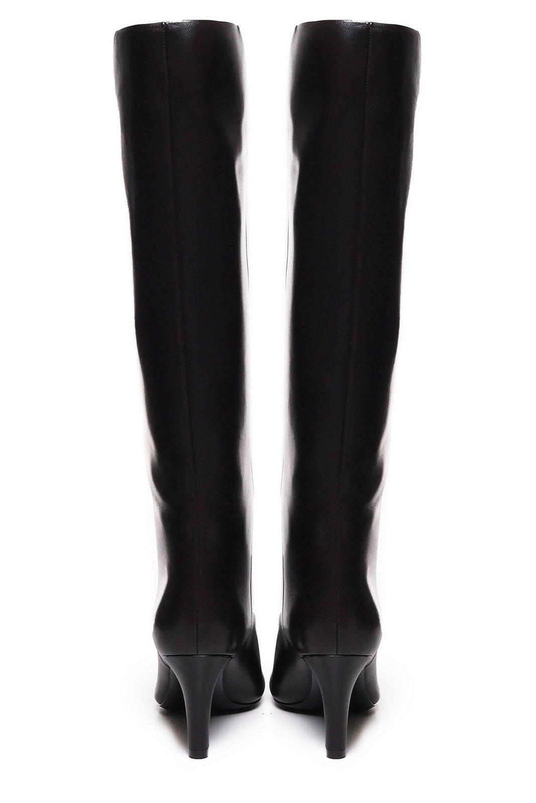 Shop Saint Laurent Jill Pointed-toe Boots In Brown