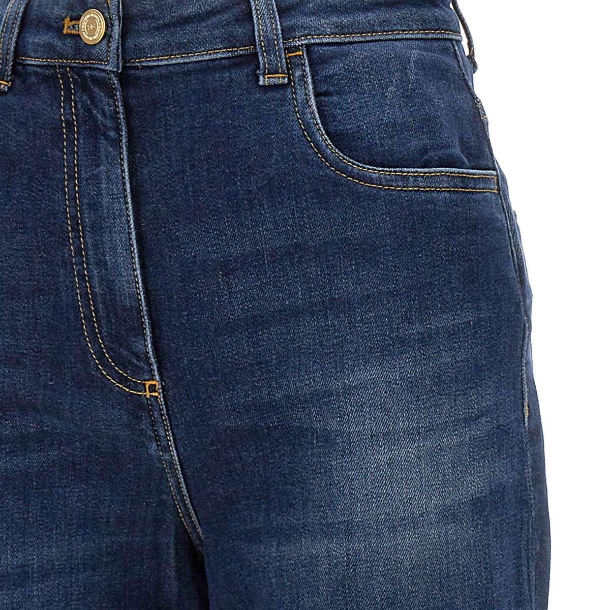 Shop Elisabetta Franchi Straight Leg Jeans In Blu Denim