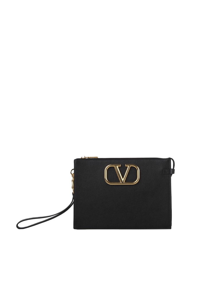 Valentino Vlogo Signature Leather Pouch