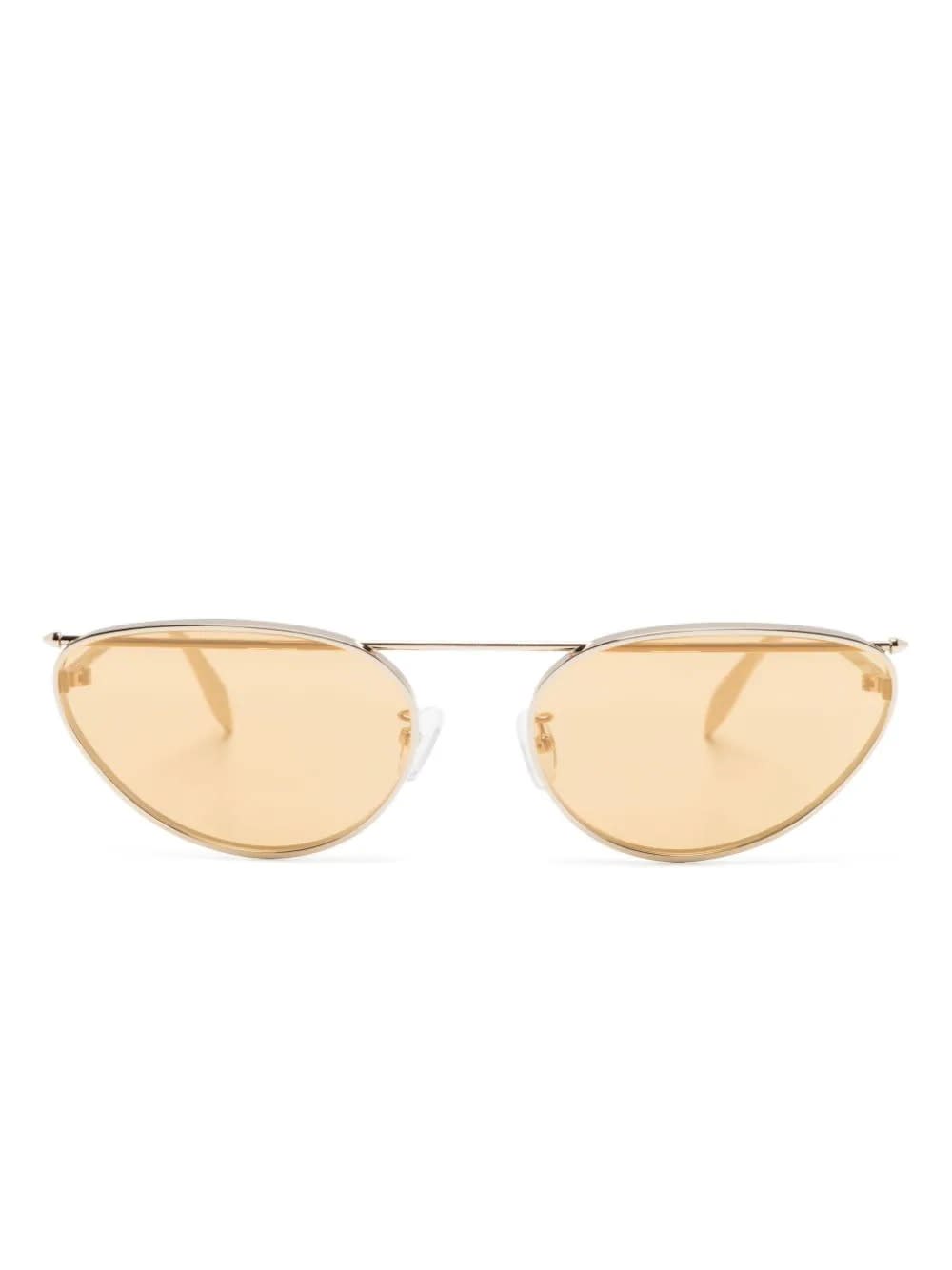 Alexander Mcqueen Cat-eye Front Piercing Sunglasses In Gold