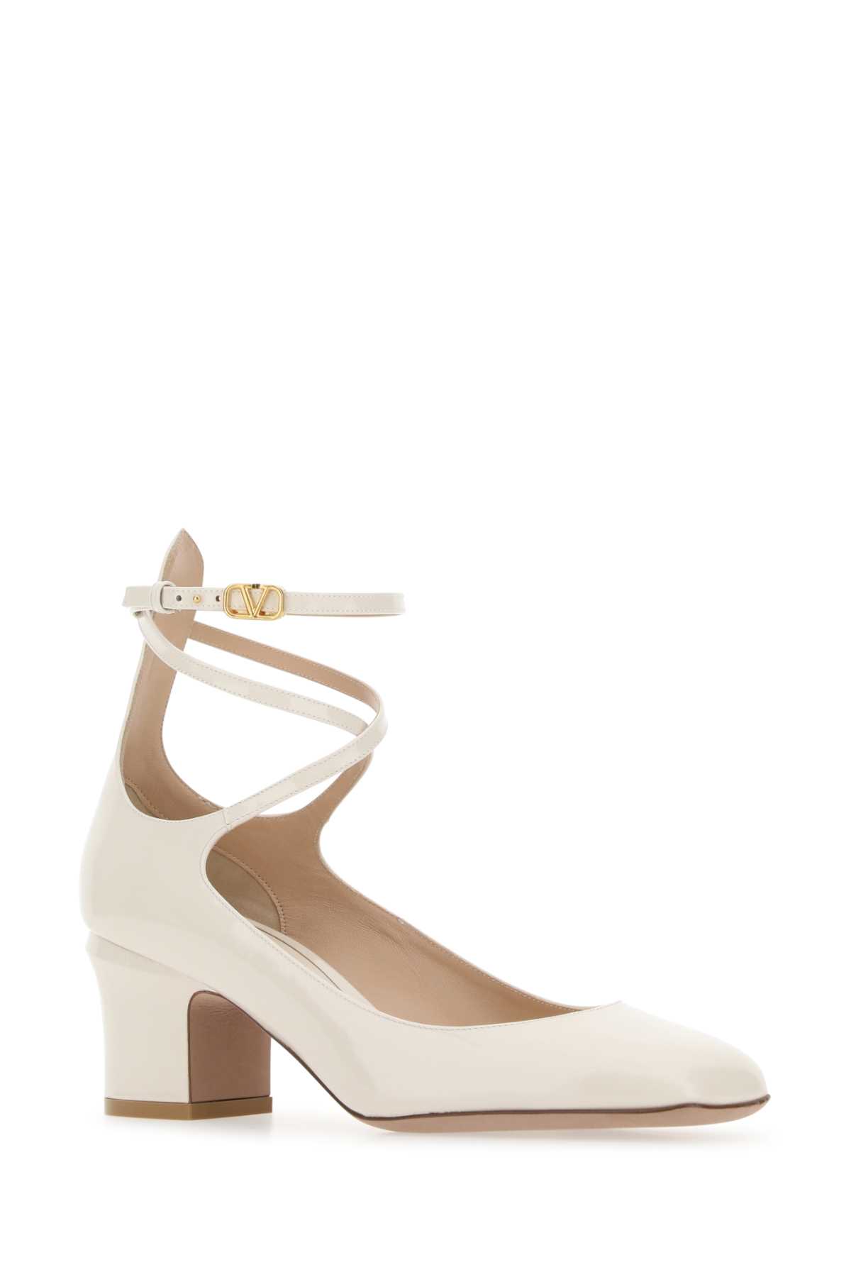 Shop Valentino Ivory Leather Tan-go Pumps In I16