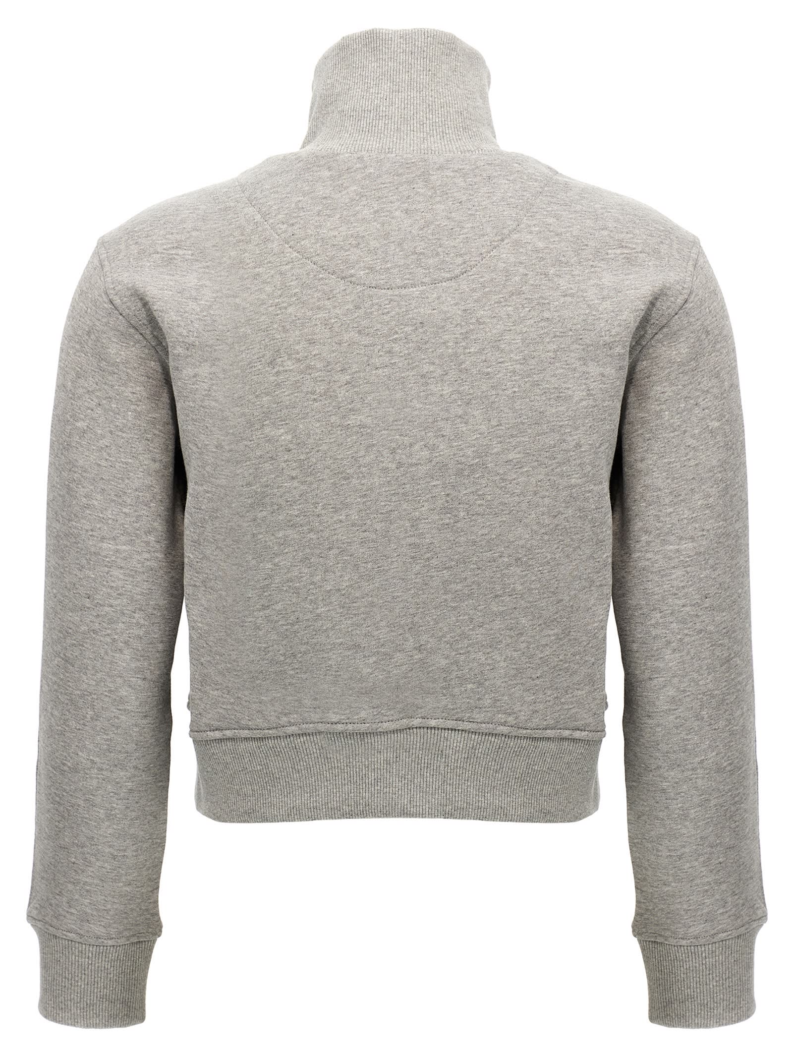 Attico High Collar Ribbed Sweatshirt In Gray