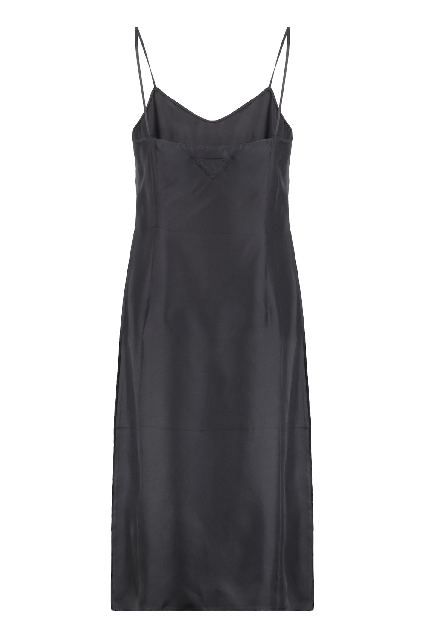 Prada Twill Dress With V-neckline And Backless Design In Black