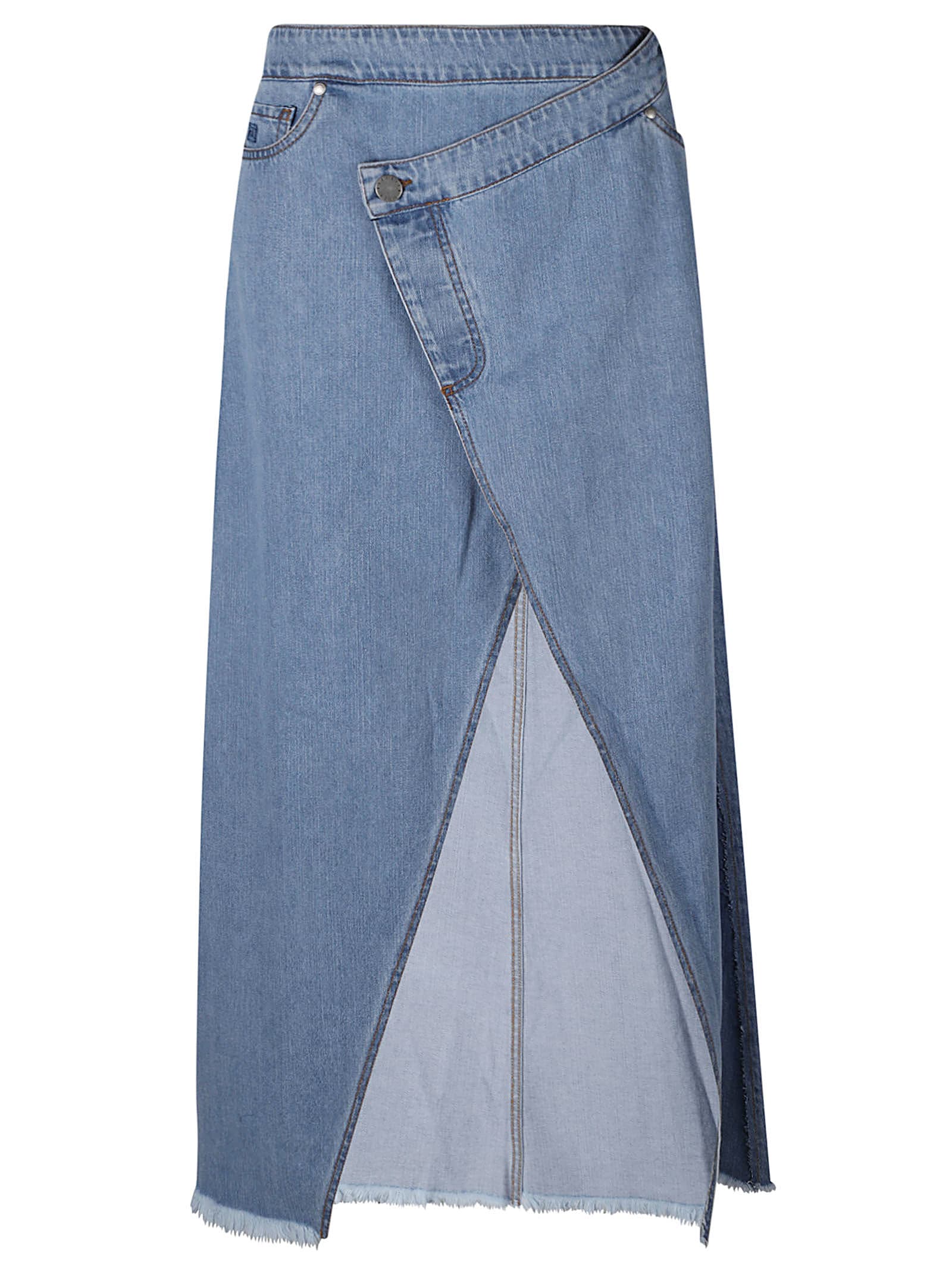Shop Federica Tosi Wide Front Slit Skirt In Denim