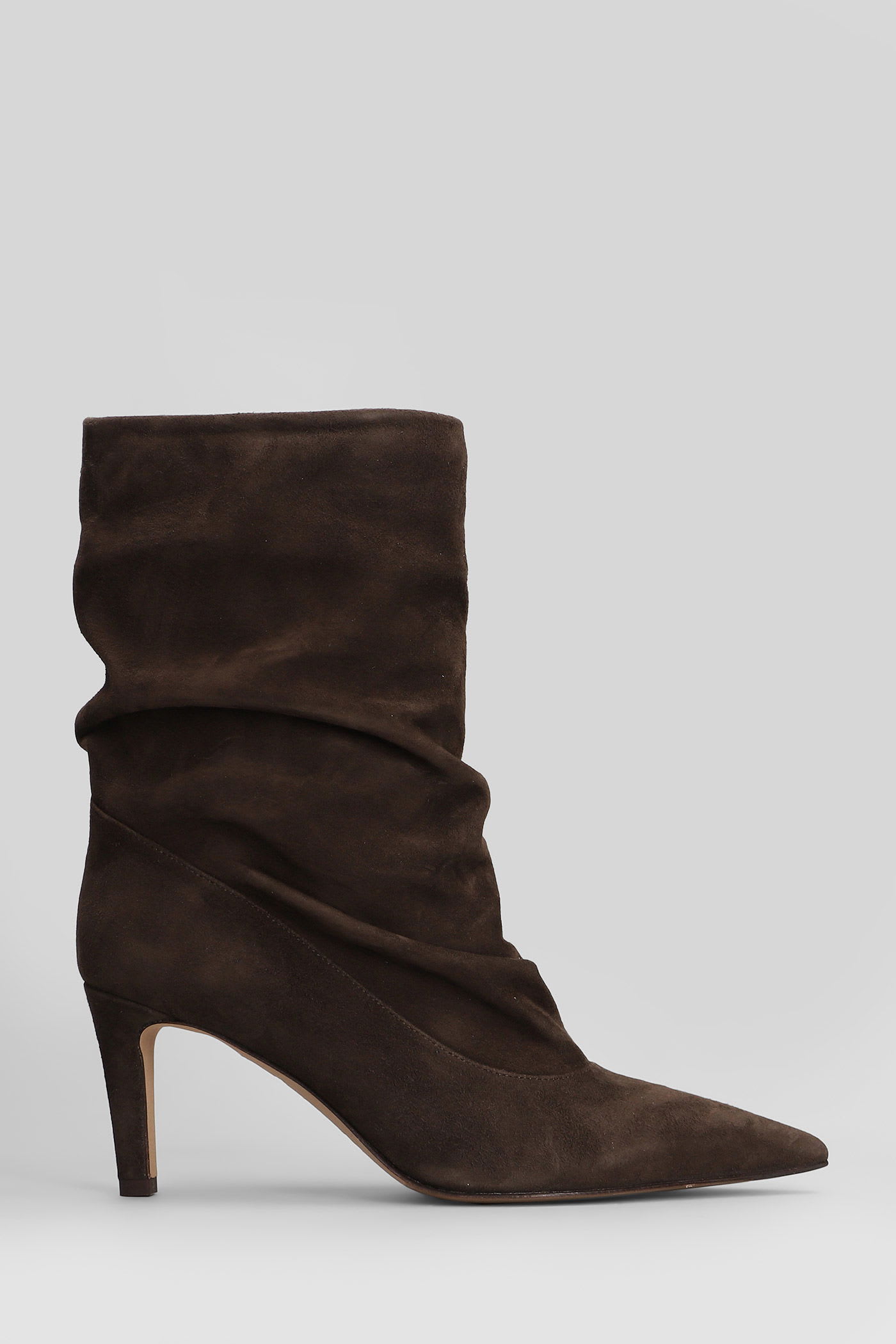 The Seller High Heels Ankle Boots In Dark Brown Suede In Brown