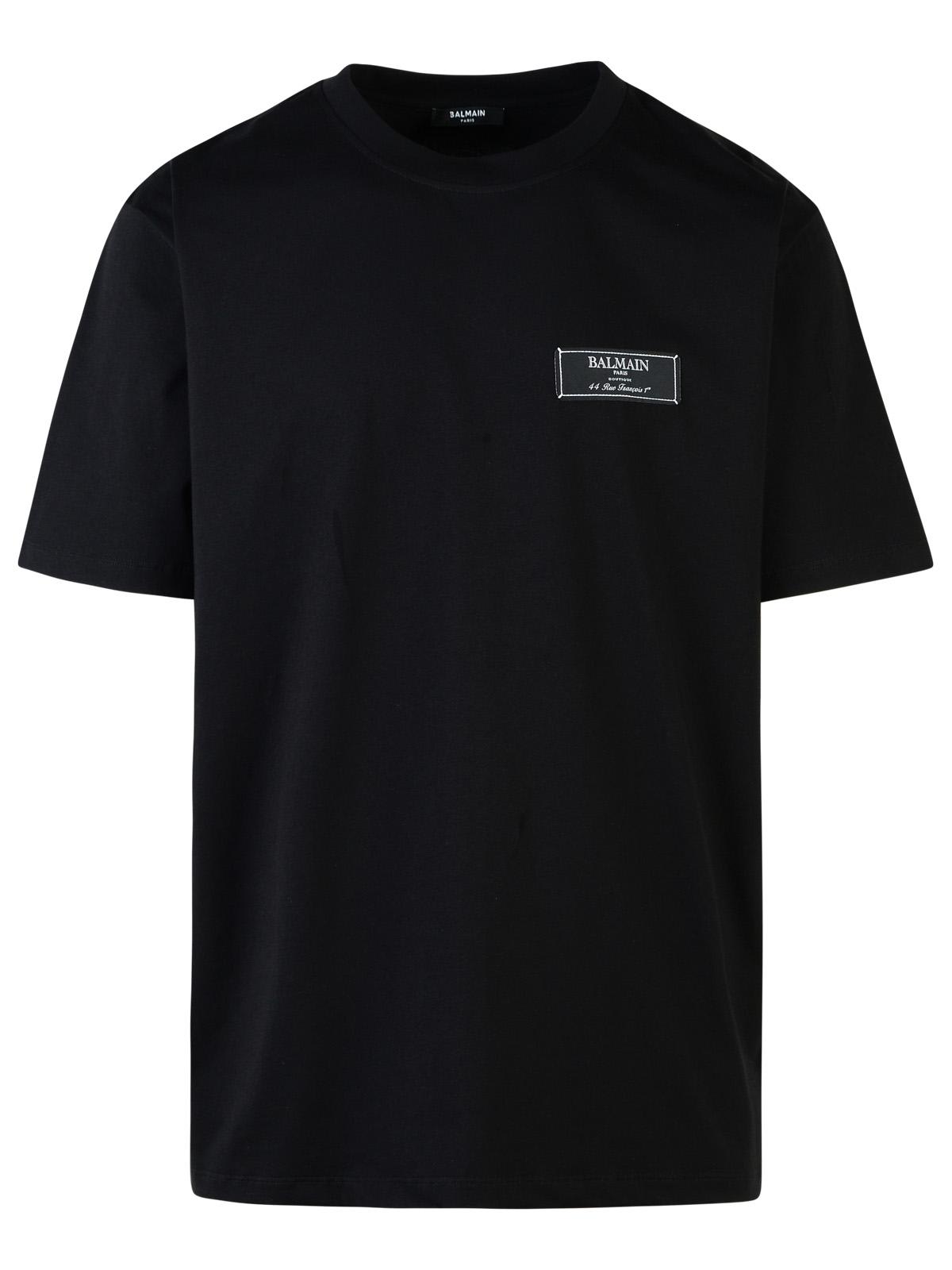 Shop Balmain Black Cotton T-shirt