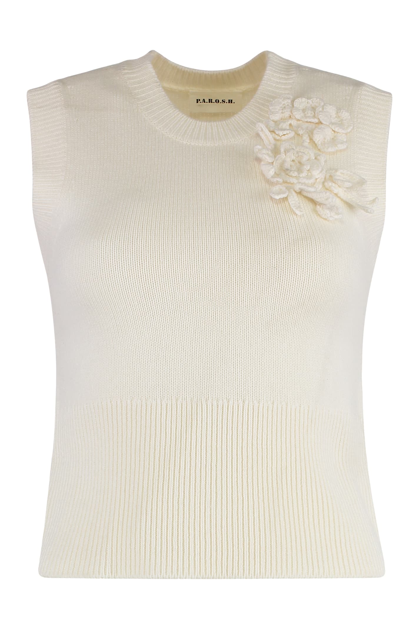 P.a.r.o.s.h Ribbed Flower-embellished Vest In Multi