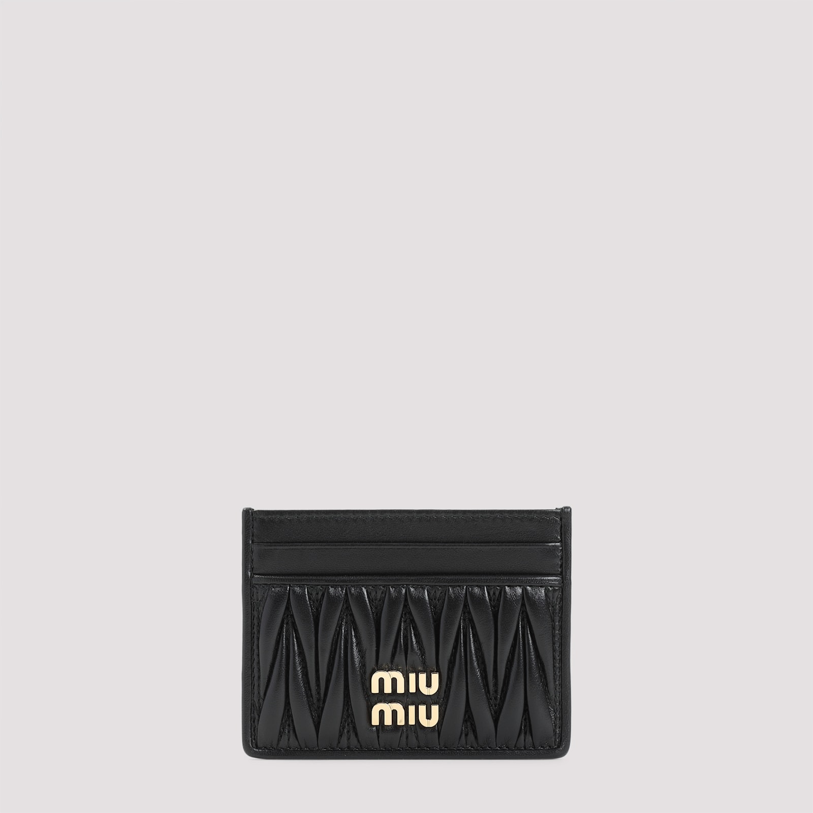 Miu Miu Lamb Leather Cardholder In Black